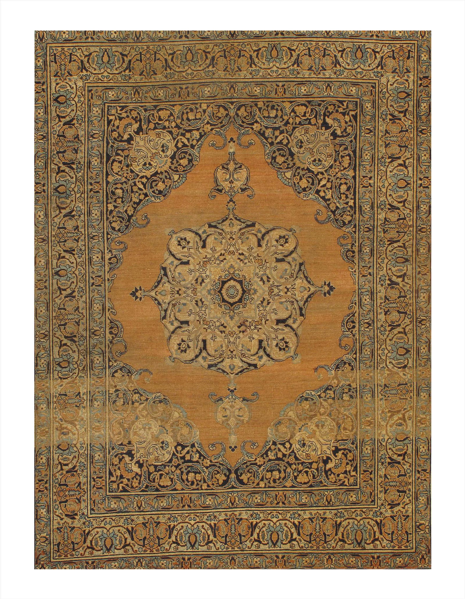 Rust Persian Antique Tabriz Hajijalili 4'7'' x 6'2'': Rust Persian Antique Tabriz Hajijalili 4'7'' x 6'2'' - Circa 1880 - Antique - Lamb's Wool - Hand-Knotted - 300-32750-862 - This item is part of our fine auction collection which includes many fine hom