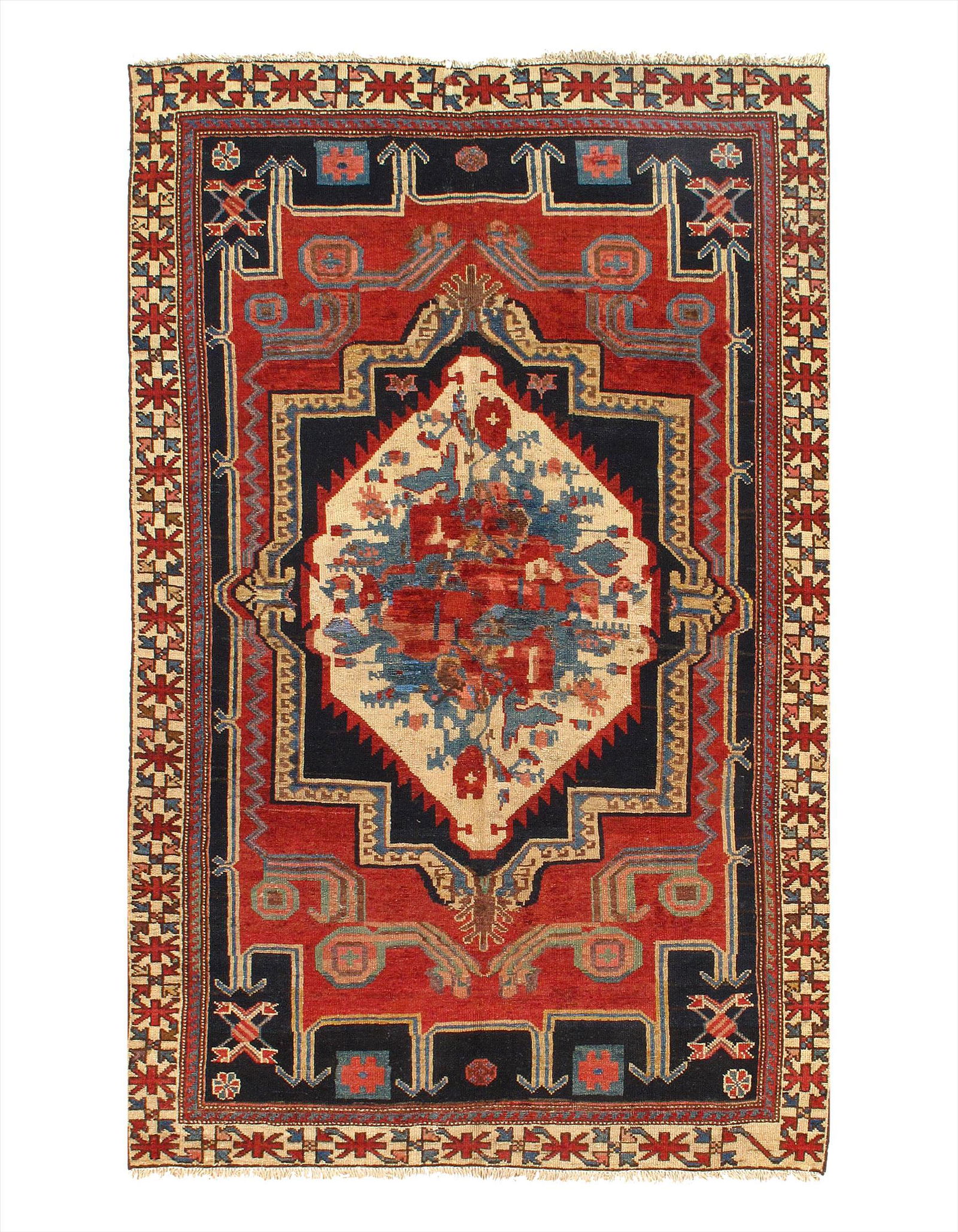 Rust Persian Antique Bakhtiari 4' x 6'4'': Rust Persian Antique Bakhtiari 4' x 6'4'' - Circa Date: Mid 20th Century - Antique - Lamb's Wool - Hand-Knotted - 300-17375-862 - This item is part of our fine auction collection which includes many f