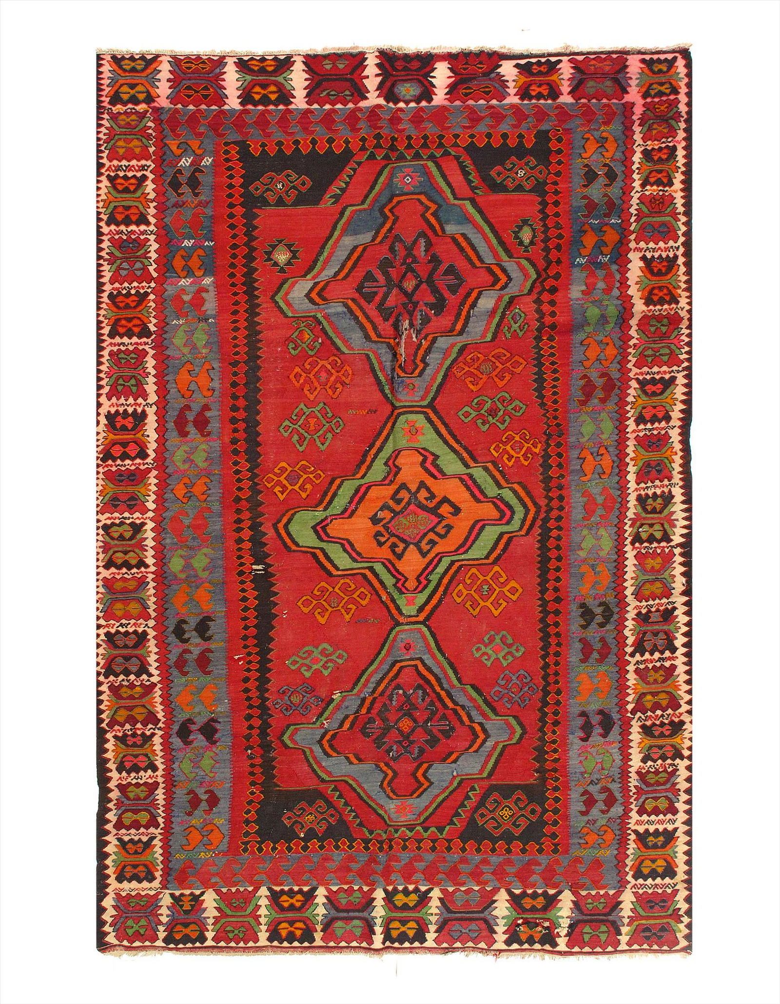 Russian Antique kilim 5'11" x 9'8": Russian Antique kilim 5'11" x 9'8" - Circa 1960 - Antique - Wool - Hand-Knotted - 300-15765-862 - This item is part of our fine auction collection which includes many fine home accessories including a