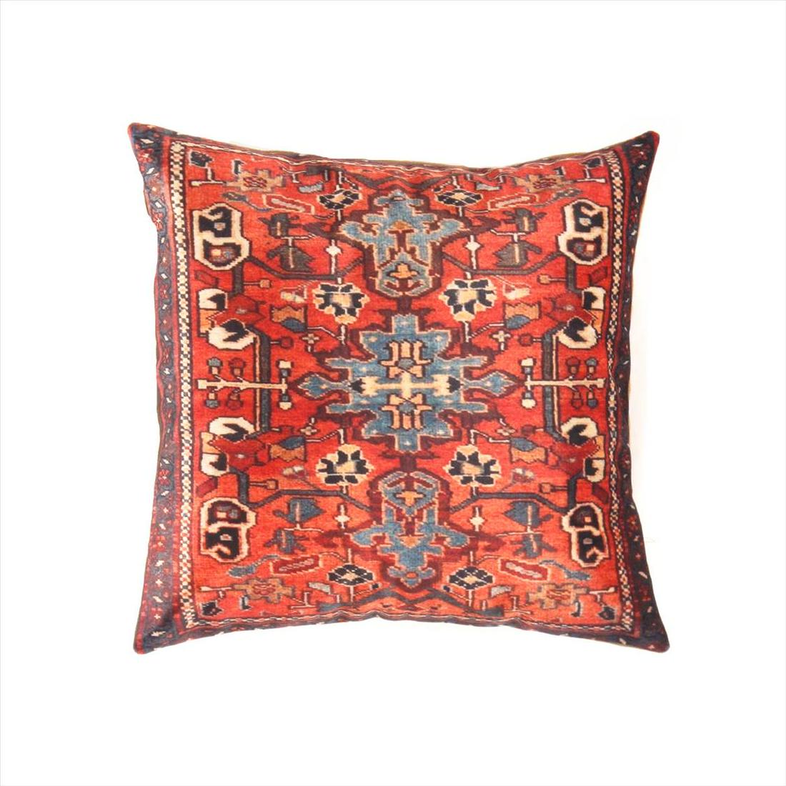 Persian Heriz Velevt Pillow 16" x 16": Persian Heriz Velevt Pillow 16" x 16" - New - Pillows - Velvet Silk- 300-IR 47-862 - This item is part of our fine auction collection which includes many fine home accessories including antique rugs,