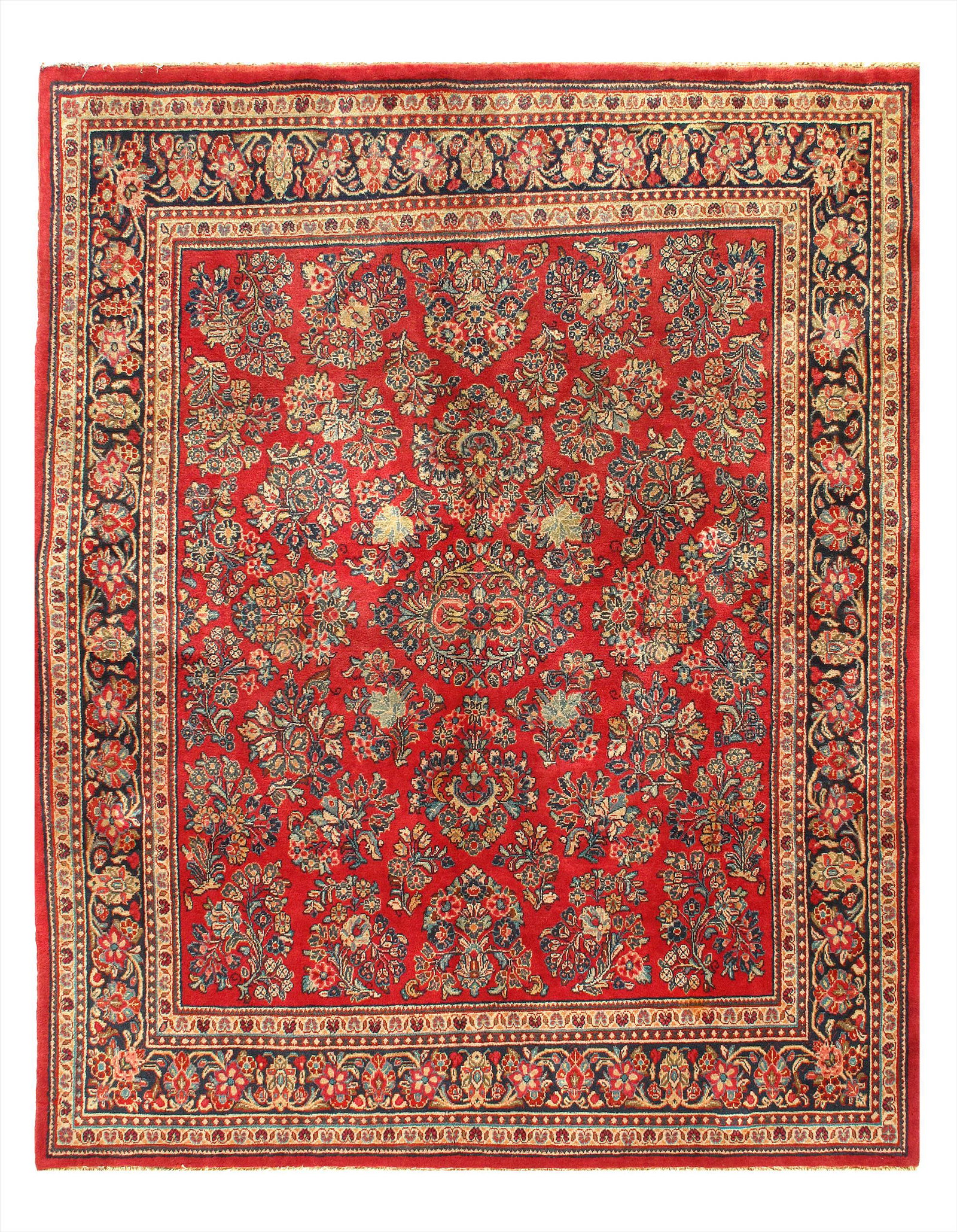 Persian Antique Sarouk 6'2'' x 7'8'': Persian Antique Sarouk 6'2'' x 7'8'' - Circa 1900 - Antique - Lamb's Wool - Hand-Knotted - 300-E10390-862 - This item is part of our fine auction collection which includes many fine home accessories i