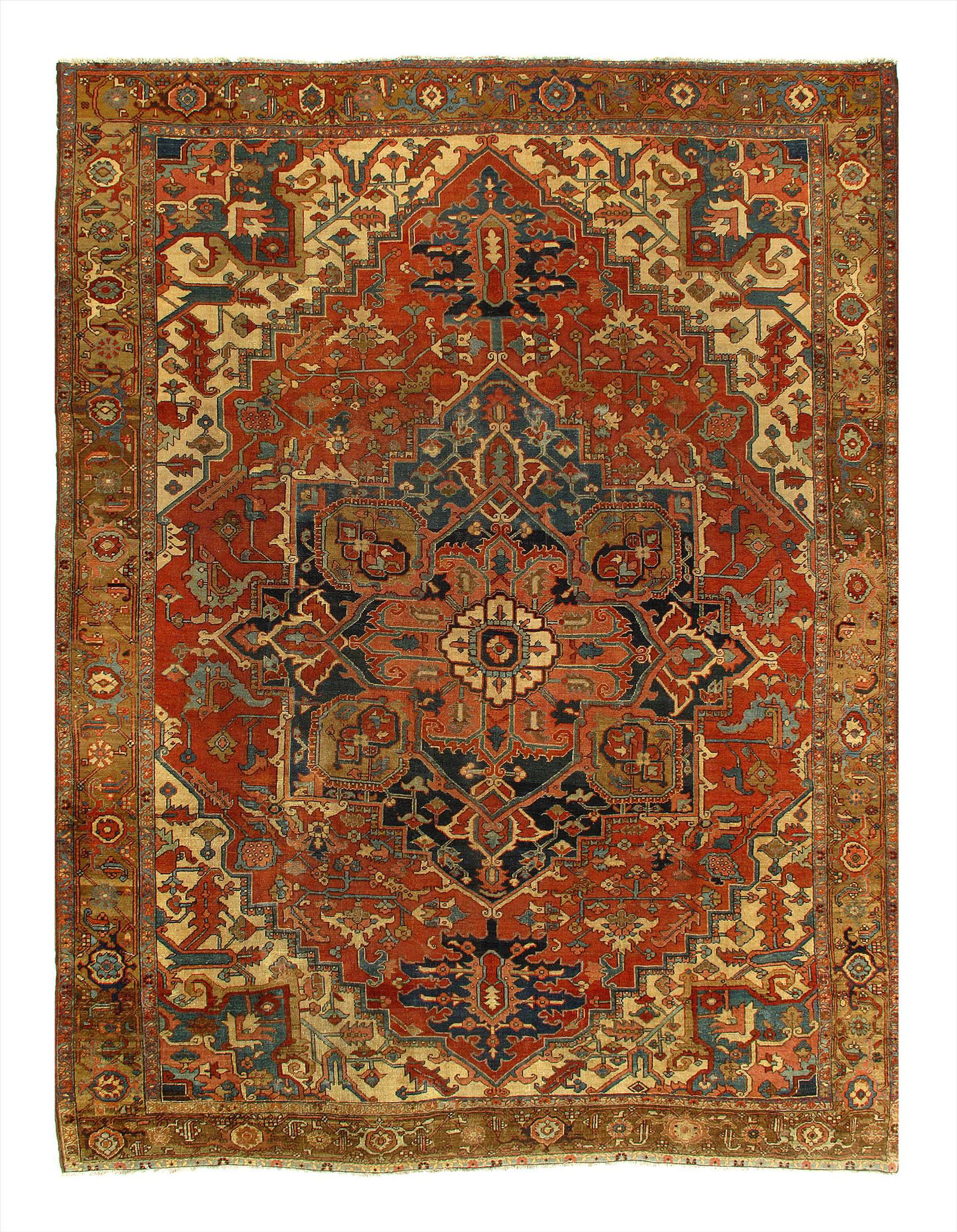 Persian Antique Serapi 9' x 12': Persian Antique Serapi 9' x 12' - Circa 1880 - Antique - Lamb's Wool - Hand-Knotted - 300-E10828-862 - This item is part of our fine auction collection which includes many fine home accessories includ