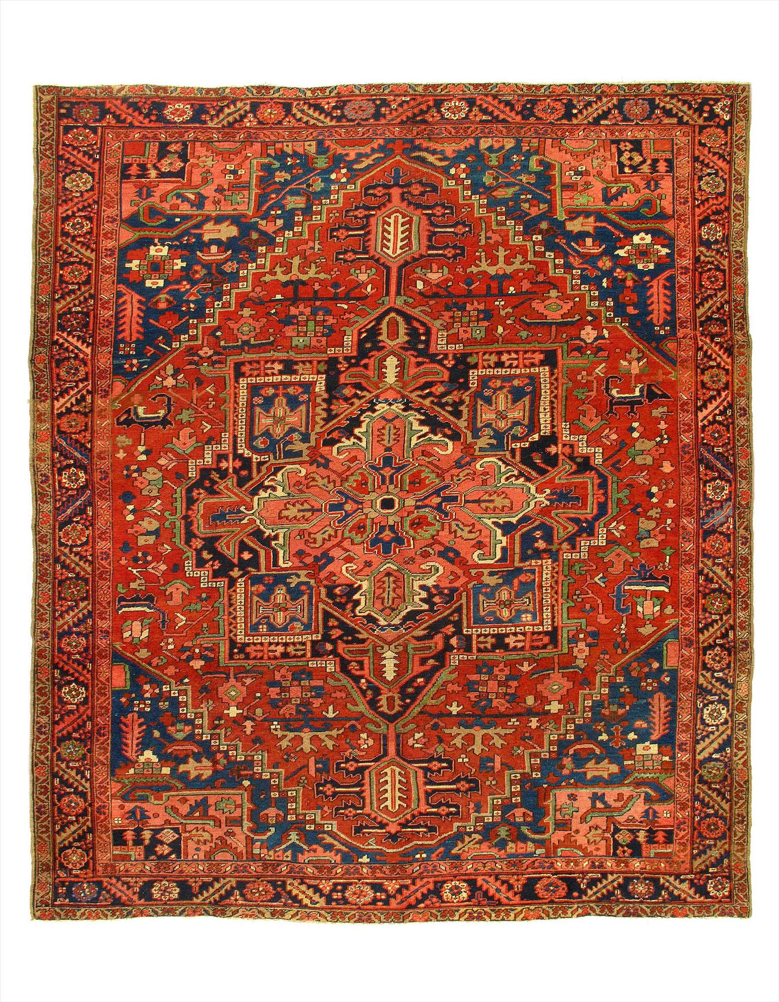 Persian Antique Heriz 9'4'' x 11'5'': Persian Antique Heriz 9'4'' x 11'5'' - Circa 1920 - Antique - Wool on Cotton - Hand-Knotted - 300-E06620-862 - This item is part of our fine auction collection which includes many fine home accessorie