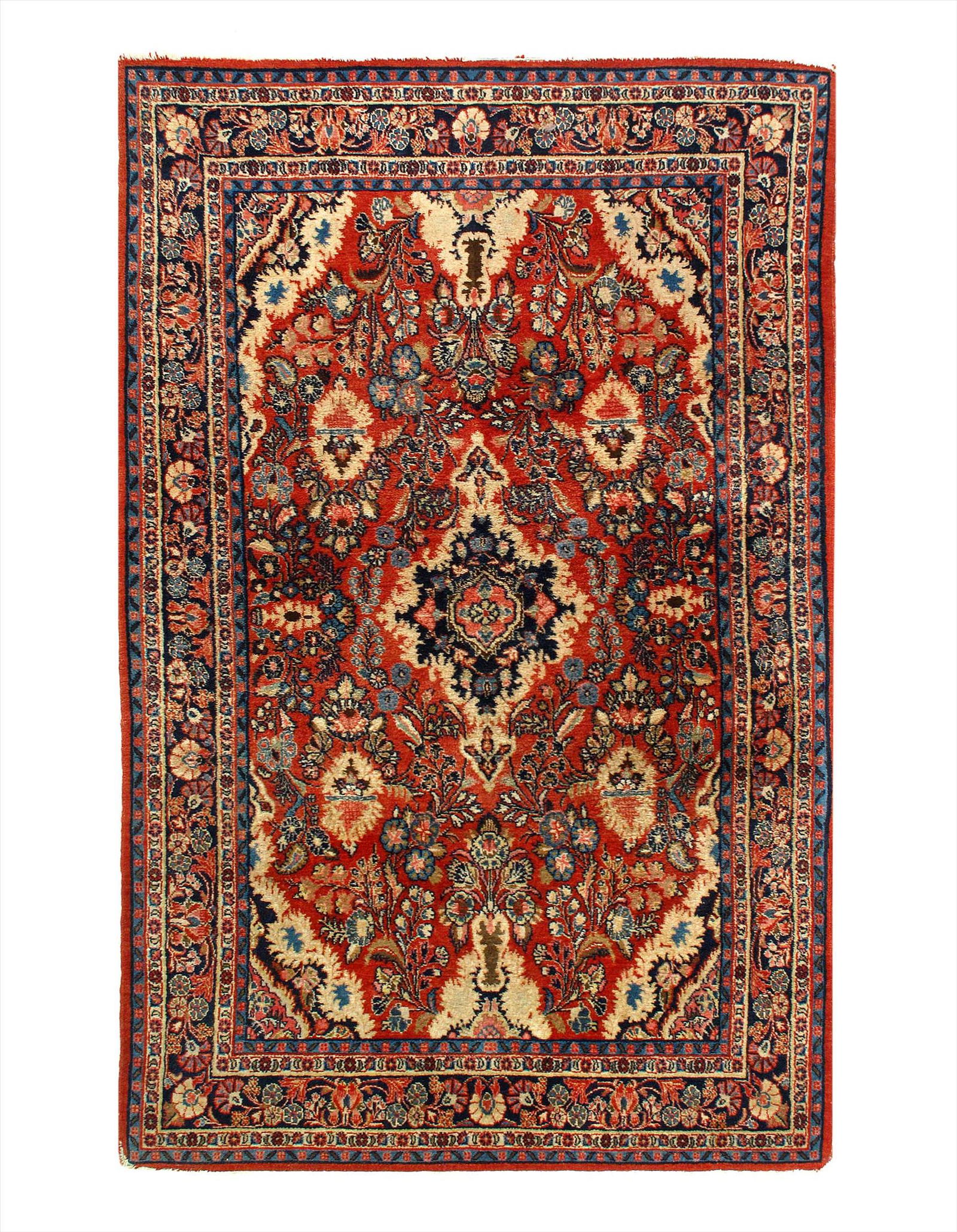 Persian Antique sarouk rug 4'3'' X 6'11'': Persian Antique sarouk rug 4'3'' X 6'11'' - Early 20th Century, Antique, Hand-Knotted, Lamb's Wool, 300-E11593-862, This item is part of our fine auction collection which includes many fine home acces