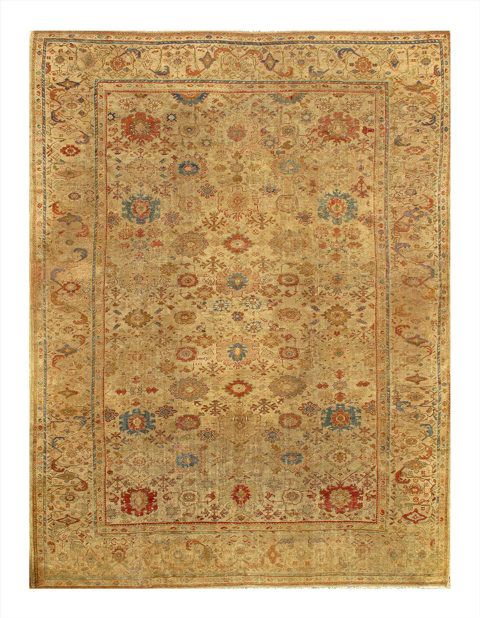 Ivory Persian Antique Sultanabad 9' X 12': Ivory Persian Antique Sultanabad 9' X 12' - Circa 1880, Antique, Hand-Knotted, Lamb's Wool, 300-E06992-862, This item is part of our fine auction collection which includes many fine home accessories i