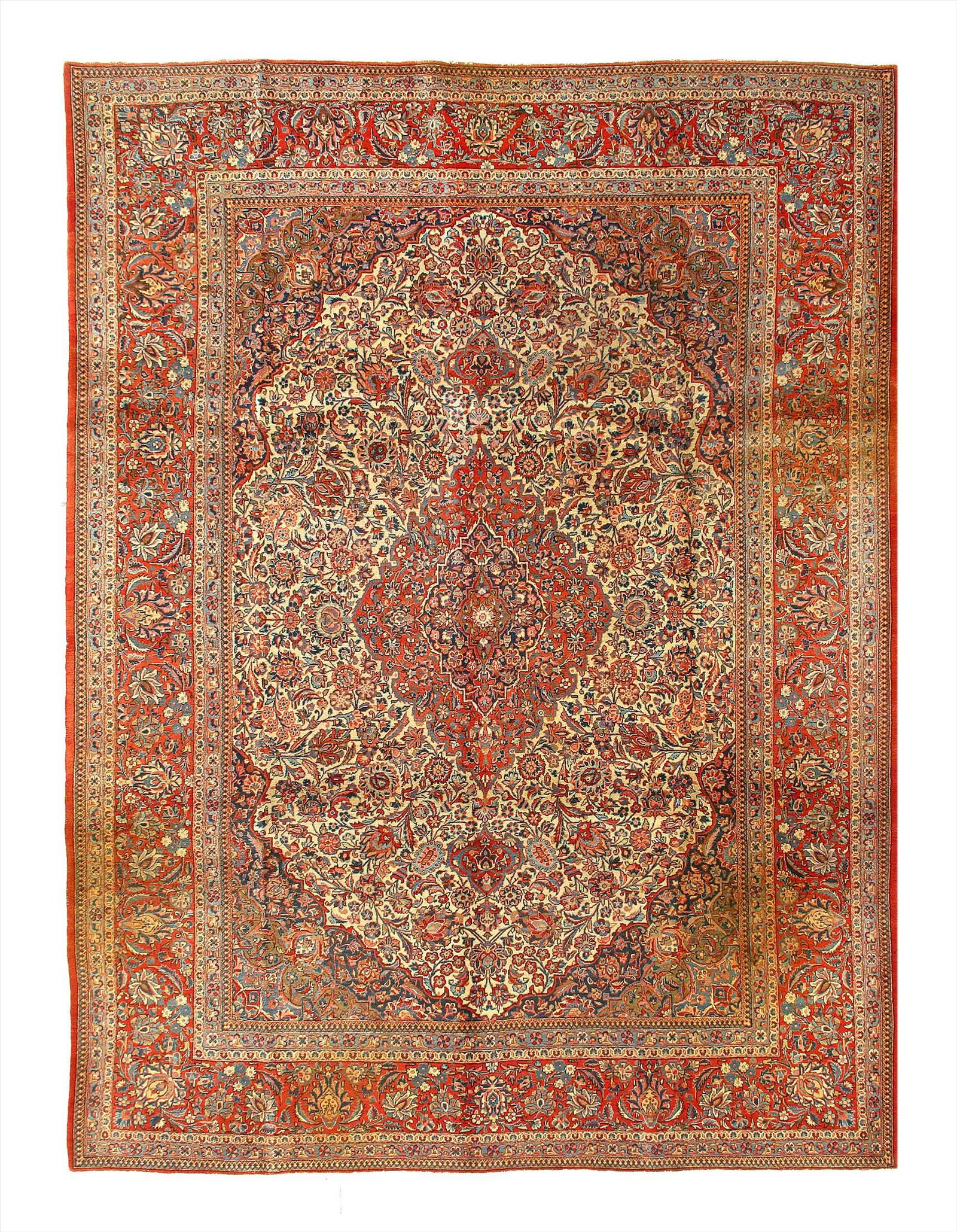 Persian Antique Kashan 9' x 12': Antique Persian Kashan Hand-Knotted Rug - 9' x 12' - circa 1920, Antique, Hand-Knotted, Wool, 300-E05776-862, This item is part of our fine auction collection which includes many fine home accessories