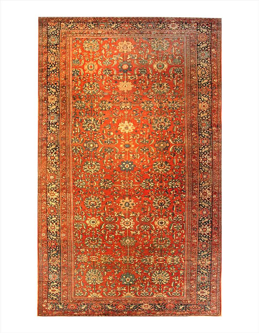 Persian Antique Sarouk Farahan 10'3" X 17': Rust Persian Antique Sarouk Farahan 10'3" X 17' - Circa 1880, Antique, Hand-Knotted, Wool, 300-E08719-862, This item is part of our fine auction collection which includes many fine home accessories in