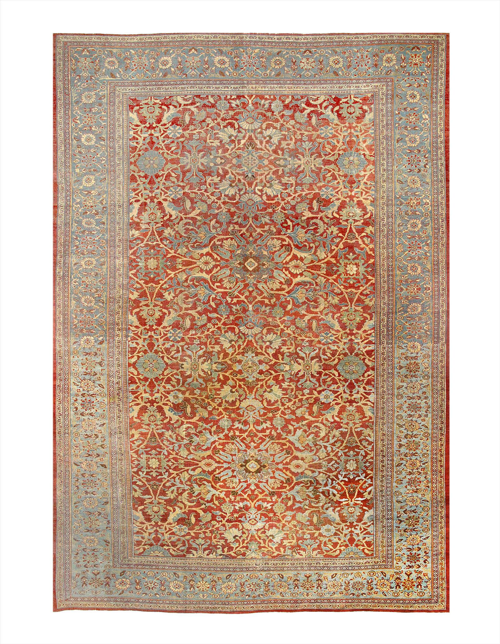 Persian Antique Sultanabad 12' X 18'2'': Rust Antique Persian Sultanabad 12' X 18'2" - Circa 1880, Antique, Hand-Knotted, Lamb's Wool, 300-E05376-862, This item is part of our fine auction collection which includes many fine home accessories