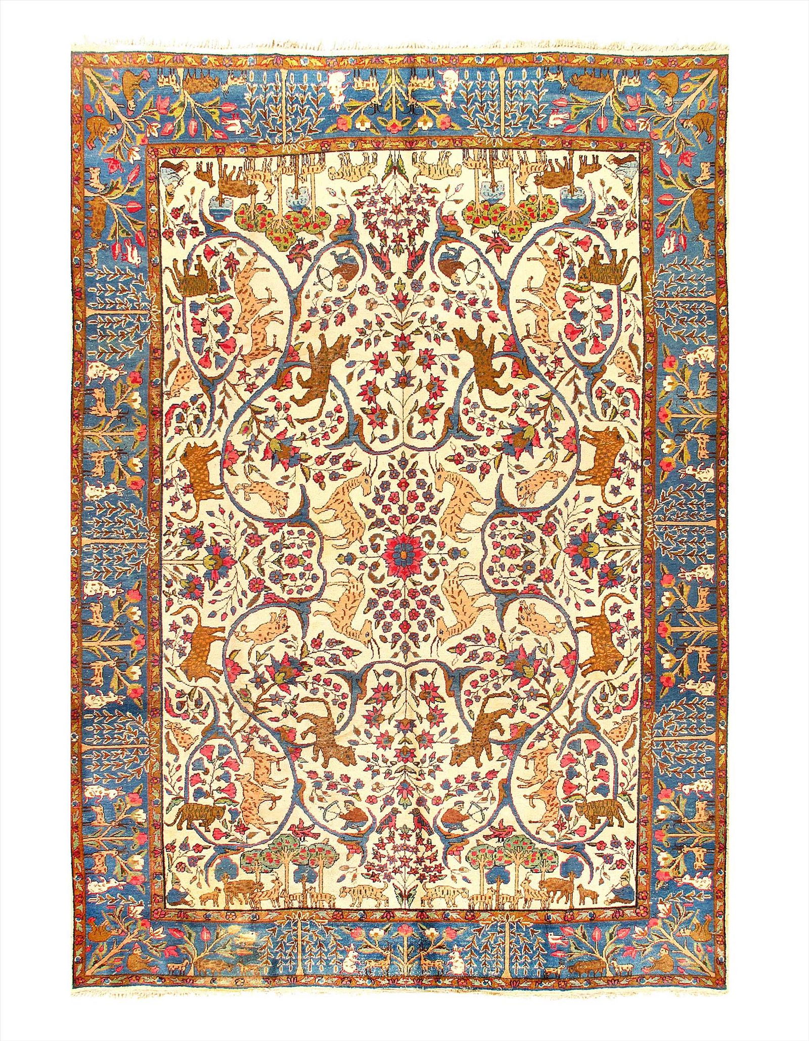 Persian Antique Tabriz 8'2'' X 12': Ivory Antique Tabriz 8' 2'' X 12' - circa 1920, Antique, Hand-Knotted, Lamb's Wool, 300-E07215-862, This item is part of our fine auction collection which includes many fine home accessories including