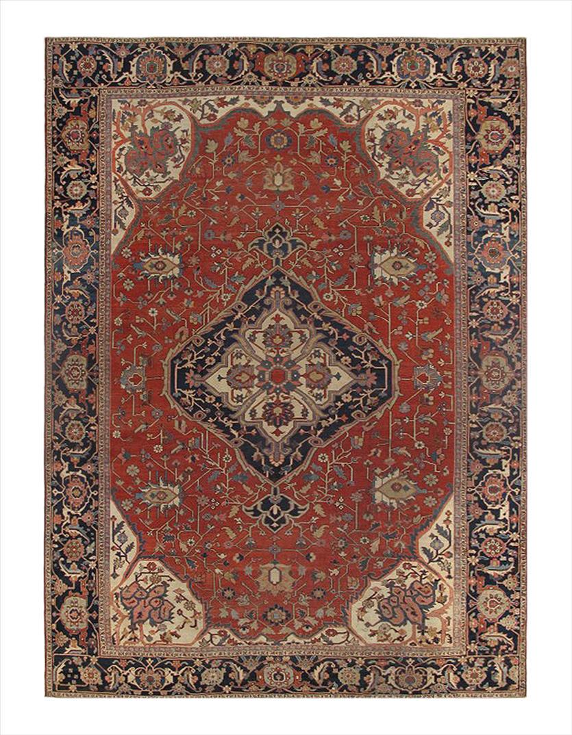 Rust Persian Antique Serapi 11'3'' X 14' 10'': Rust Persian Antique Serapi 11'3'' X 14' 10'' - Circa 1880, Antique, Hand-Knotted, Lamb's Wool, 300-E07027-862, This item is part of our fine auction collection which includes many fine home accessori