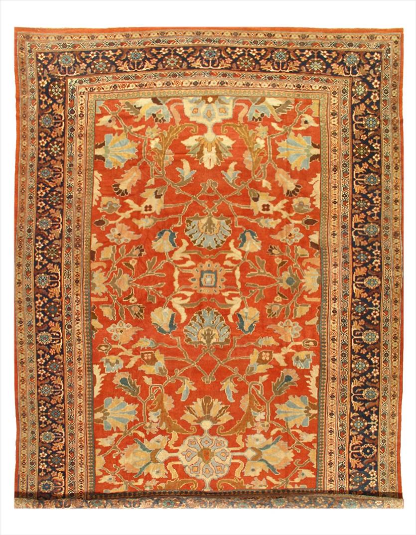 Rust Persian Antique Sultanabad 10'3'' X 13'8'': Rust Persian Antique Sultanabad 10'3'' X 13'8'' - Circa 1880, Antique, Hand-Knotted, Lamb's Wool, 300-E10373-862, This item is part of our fine auction collection which includes many fine home accesso