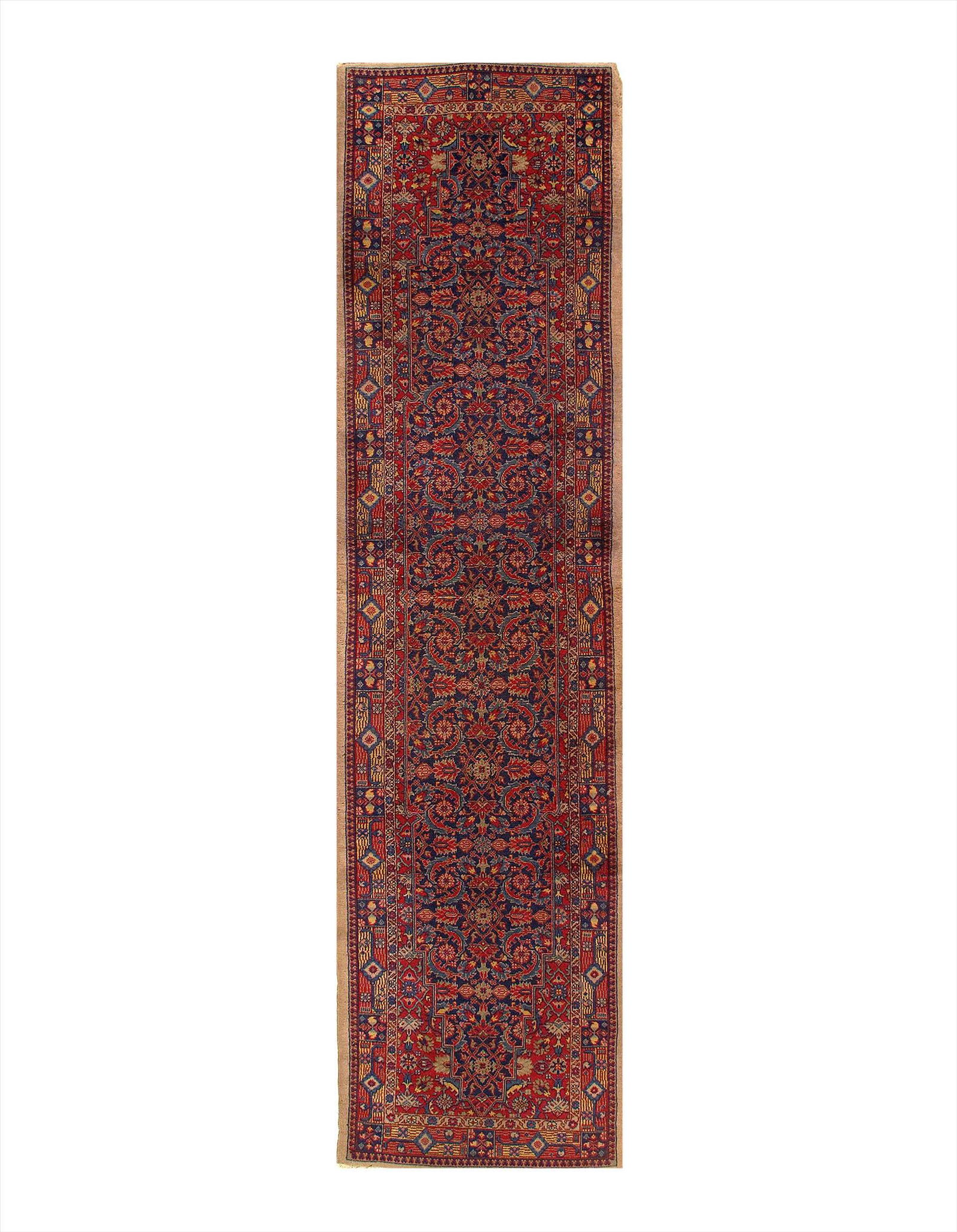 Turkish Antique Sivas Runner 2'11'' X 10'11'': Navy Blue Antique Turkish Hand Knotted Sivas Runner 2'11'' X 10'11'' - circa 1900, Antique, Hand-Knotted, Lamb's Wool, 300-E03849-862, This item is part of our fine auction collection which includes m
