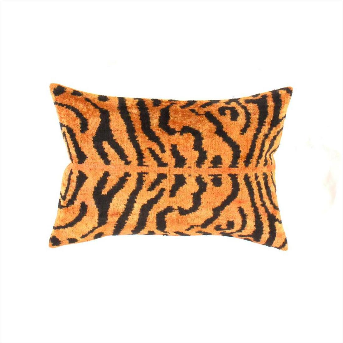 TI 97 Turkish Animal print oringe Velvat Silk Ikat: TI 97 Turkish Animal print oringe Velvat Silk Ikat Pillow 16" x 24" This item is part of our fine auction collection which includes many fine home accessories including antique rugs, vintage rugs, ori