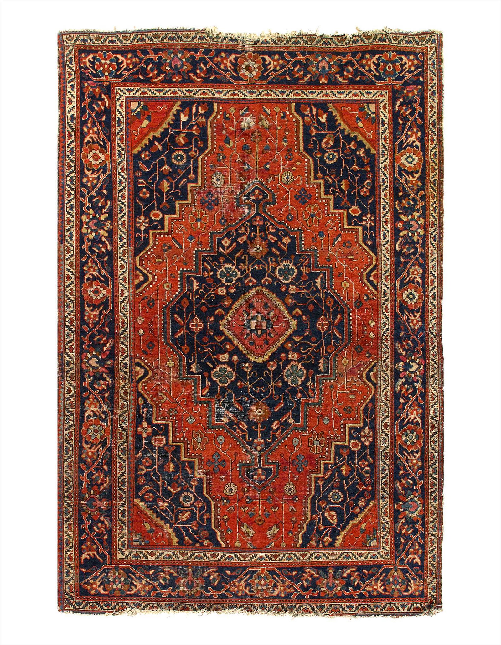Persian Antique Farahan 4'3'' X 6'8'': Persian Antique Farahan 4'3'' X 6'8'' - Circa 1900, Antique, Hand-Knotted, Lamb's Wool, 300-E11599-862, This item is part of our fine auction collection which includes many fine home accessories inclu