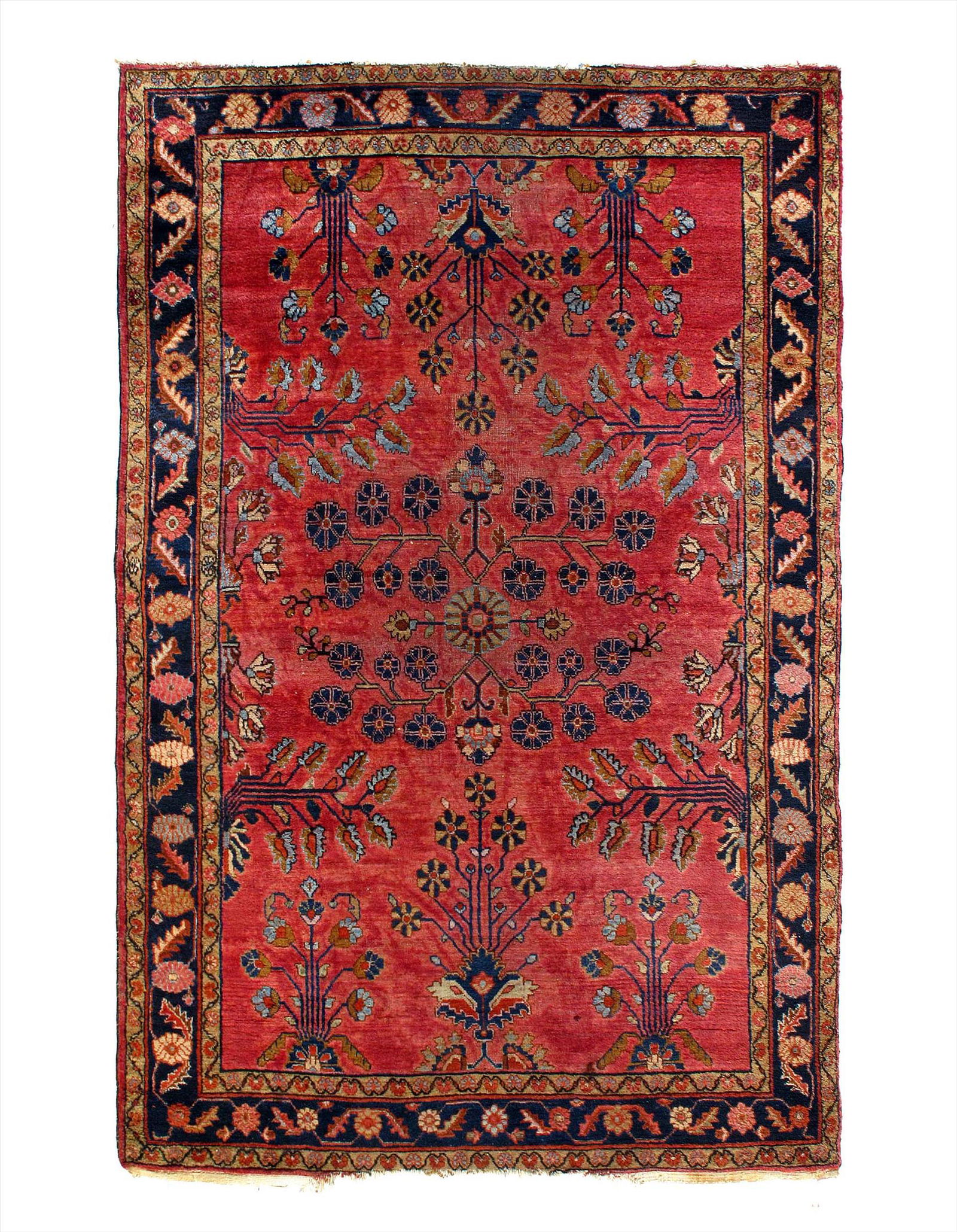 Rust Color Persian Antique Sarouk 4'4'' X 6'7'': Rust Color Persian Antique Sarouk 4'4'' X 6'7'' - Circa 1920, Antique, Hand-Knotted, Lamb's Wool, 300-E11606-862, This item is part of our fine auction collection which includes many fine home accesso