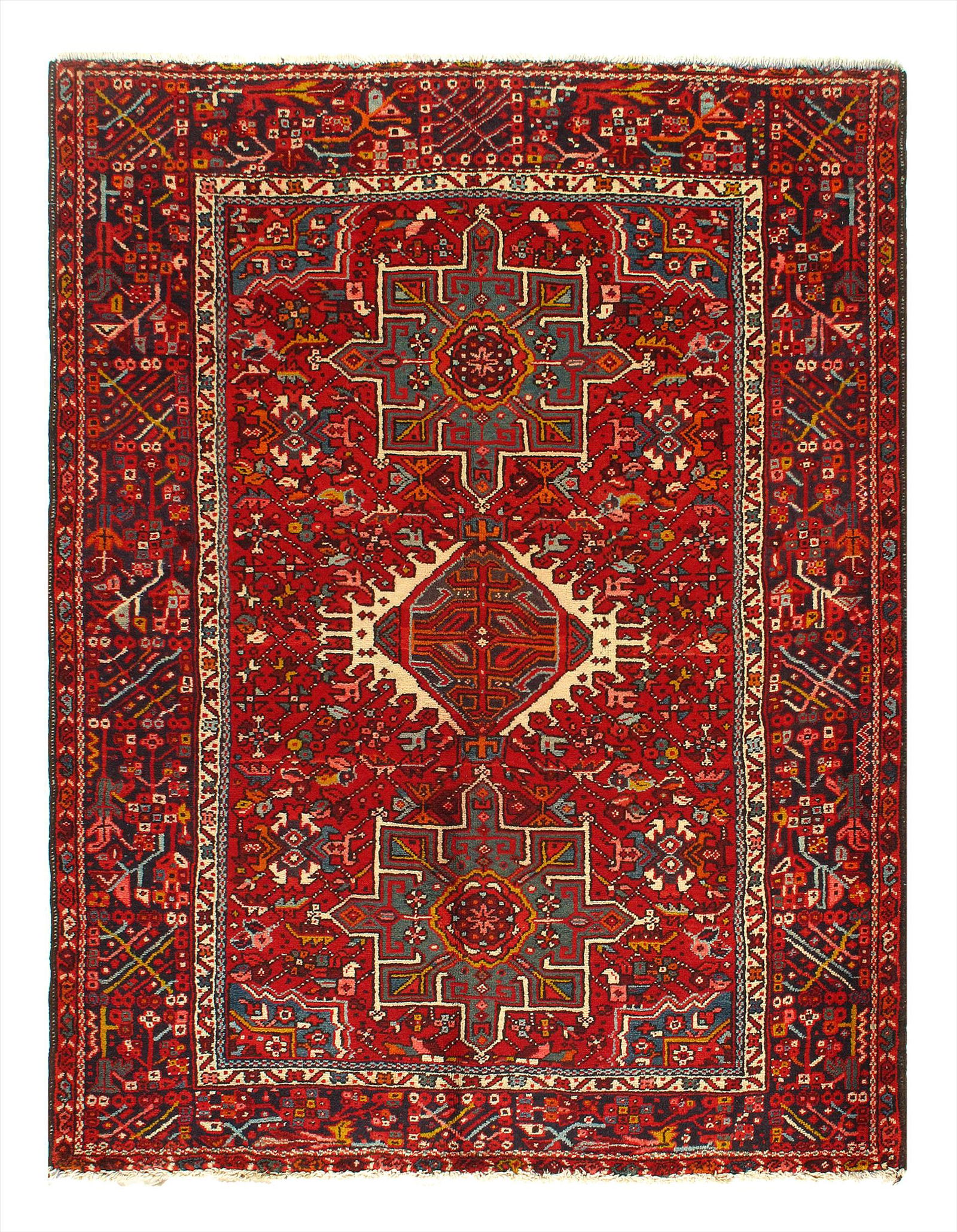 Rust Persian Antique Karajeh 4'11'' X 6'3'': Rust Persian Antique Karajeh 4'11'' X 6'3'' - Circa 1920, Antique, Hand-Knotted, Lamb's Wool, 300-E03203-862, This item is part of our fine auction collection which includes many fine home accessories