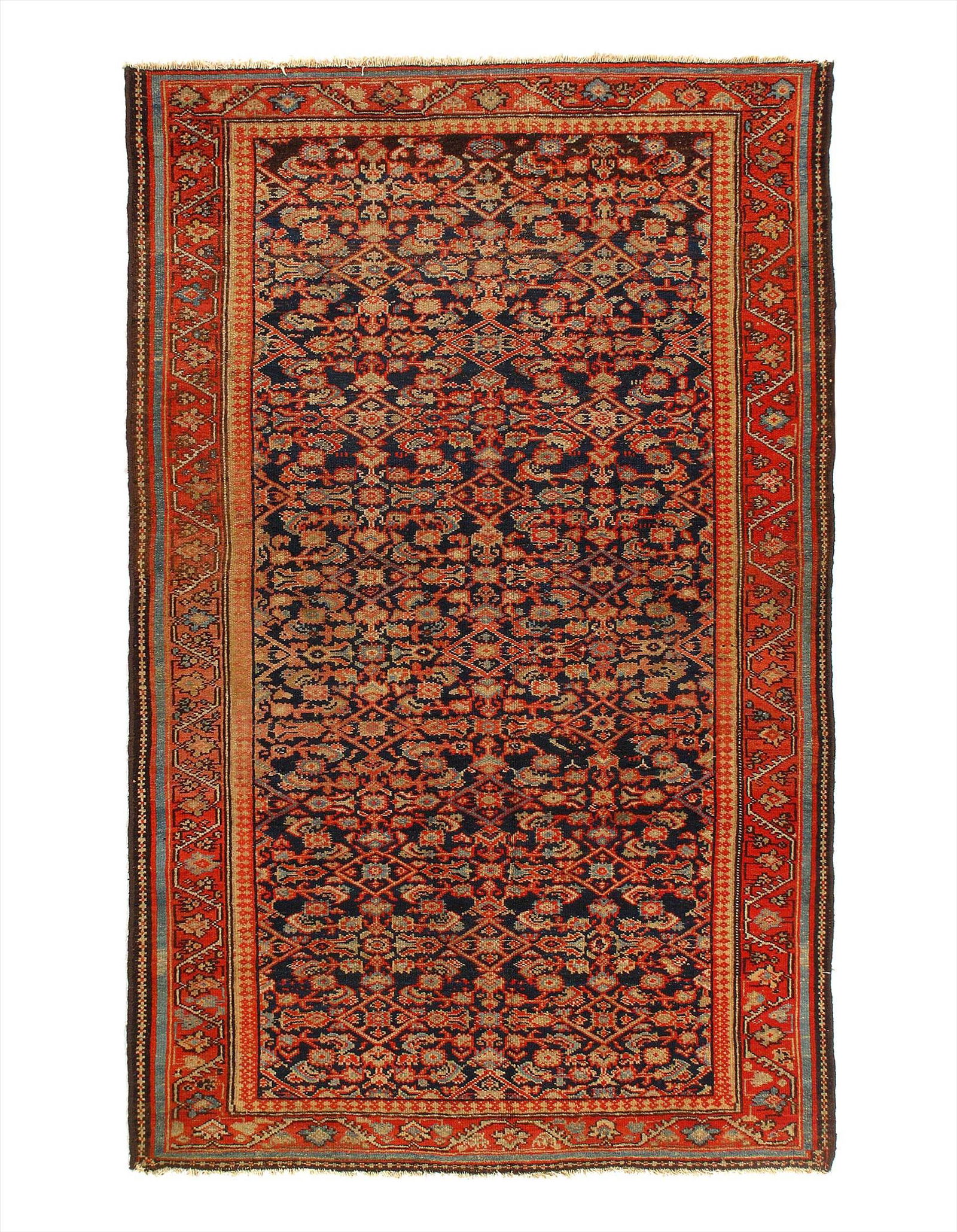 Navy Blue persian Antique Sultanabad 4'1'' X 6'7'': Navy Blue persian Antique Sultanabad 4'1'' X 6'7'' - Circa 1880, Antique, Hand-Knotted, Lamb's Wool, 300-E11380-862, This item is part of our fine auction collection which includes many fine home acce