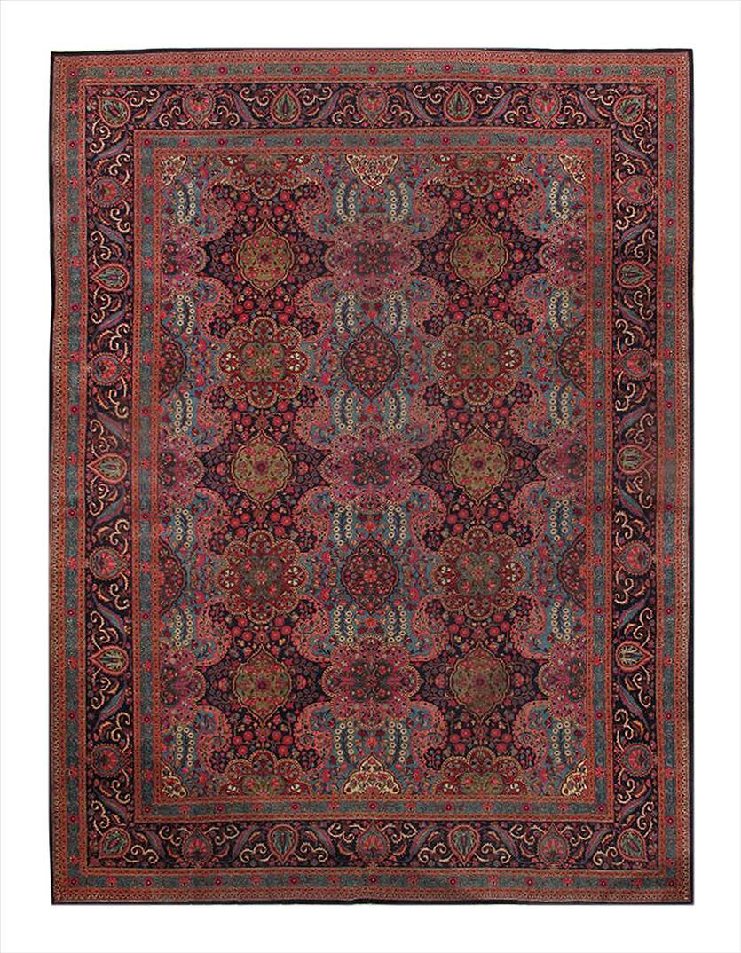 Navy Persian Antique Kashan 9' 9'' X 13' 4'': Navy Persian Antique Kashan 9' 9'' X 13' 4'' - circa 1900, Antique, Hand-Knotted, Lamb's Wool, 300-E04936-862, This item is part of our fine auction collection which includes many fine home accessorie