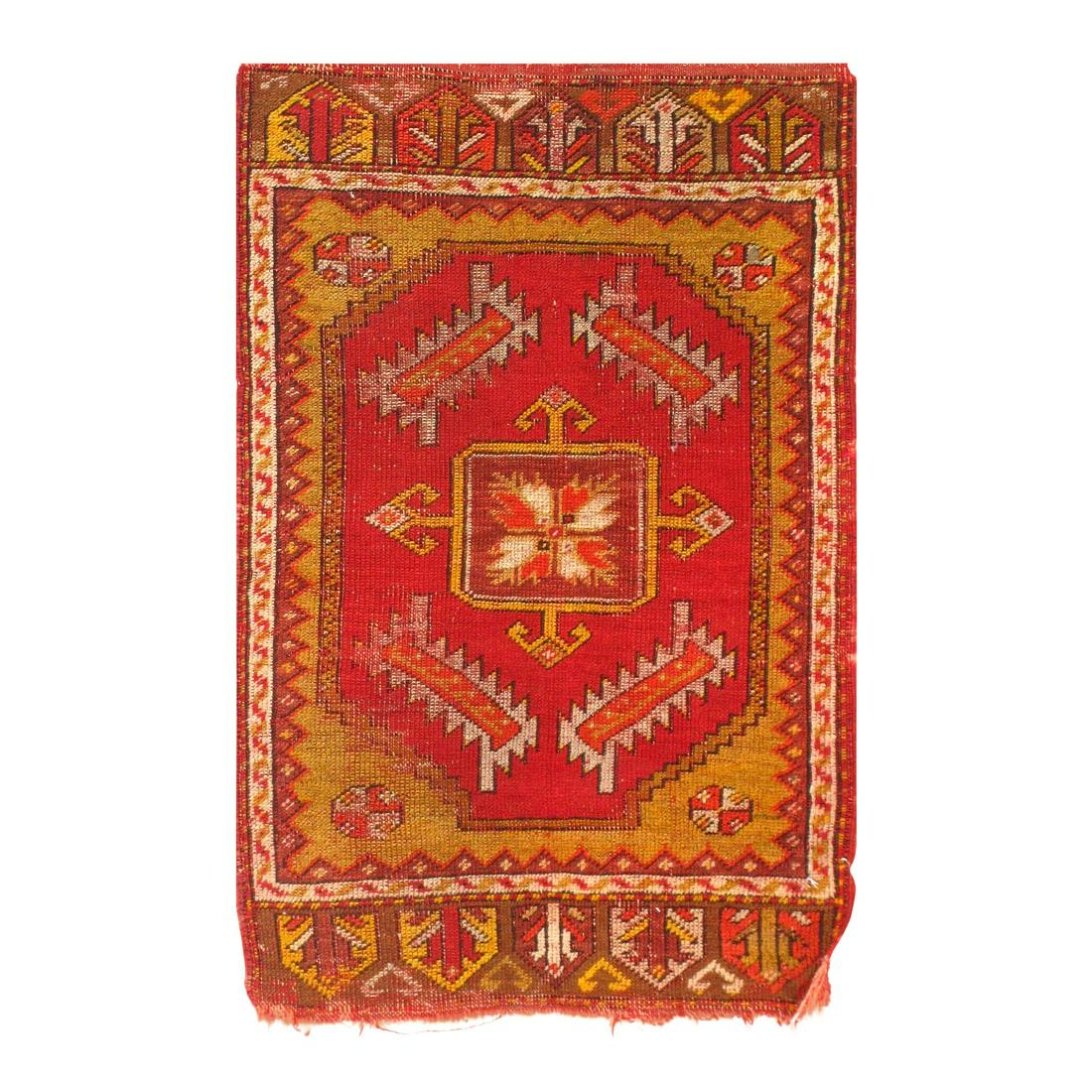 Antique Turkish Oushak Rug - 1'7" x 2'9": Antique Turkish Oushak Rug - 1'7" x 2'9" - circa 1930, Antique, Hand-Knotted, Lamb's Wool, 300-D10381-862. This item is part of our fine auction collection which includes many fine home accessories in