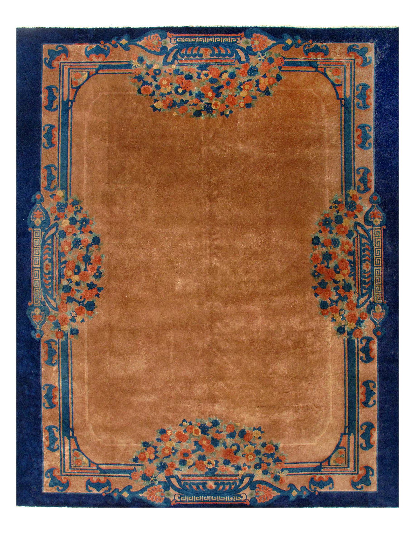 Fine Antique Chinese Art Deco 8'11'' x 10'11'': Brown Fine Antique Hand Knotted Chinese Art Deco 8'11'' X 10'11'' - Early 20th Century, Antique, Hand-Knotted, Lamb's Wool, 300-D11300-862. This item is part of our fine auction collection which inclu