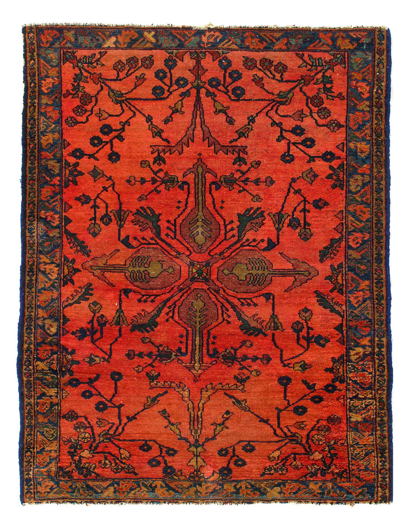 Fine Persian Antique Sarouk 3'6'' X 4'7'': Fine Hand Knotted Persian Antique Sarouk 3'6'' X 4'7'' - Circa 1900, Antique, Hand-Knotted, Lamb's Wool, 300-D11665-862. This item is part of our fine auction collection which includes many fine home