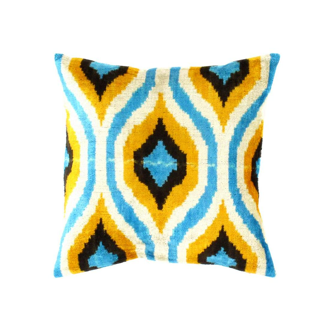 TI12 Turkish white /L blue Silk Ikat pillow: TI12 Turkish white /L blue Silk Ikat pillow - New, Oasis Pillows, Hand-Woven, Pure Silk, 300-TI 12-862. This item is part of our fine auction collection which includes many fine home accessories inclu
