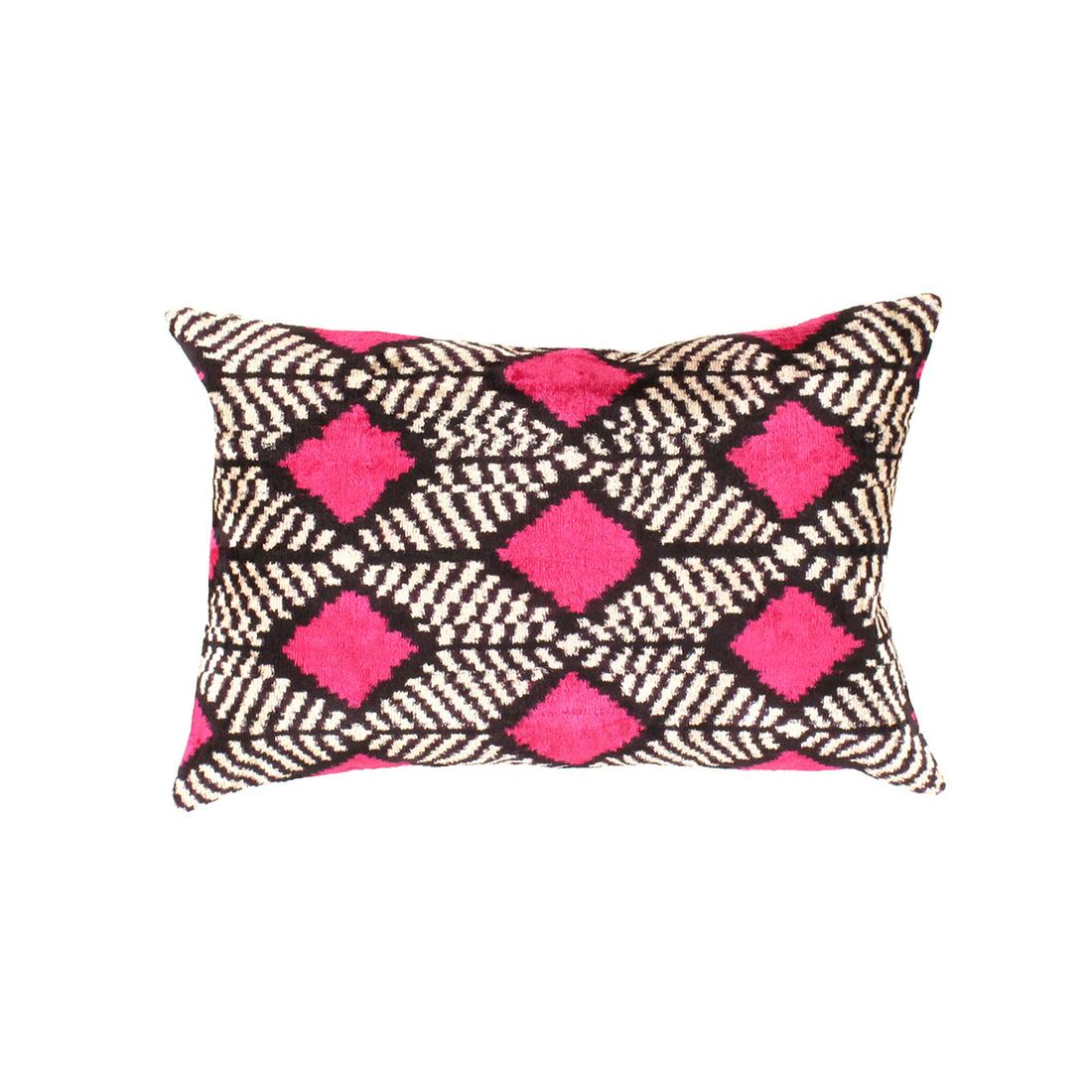 Fuchsia Silk Velvet Ikat Pillow - 16"x24" (TI-104): Fuchsia Silk Velvet Ikat Pillow - 16"x24" (TI-104) - , Silk Ikat Pillows, N/A, Velvet Silk, 300-TI-104-862. This item is part of our fine auction collection which includes many fine home accessories i
