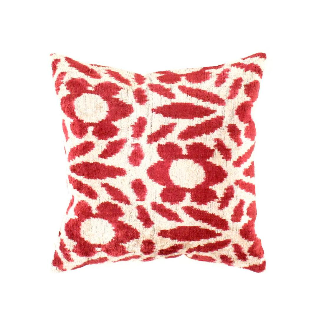 TI 20 Turkish Coral Silk ikat pillow: TI 20 Turkish Coral Silk ikat pillow - New, Oasis Pillows, Hand-Woven, Pure Silk, 300-TI 20-862. This item is part of our fine auction collection which includes many fine home accessories including an