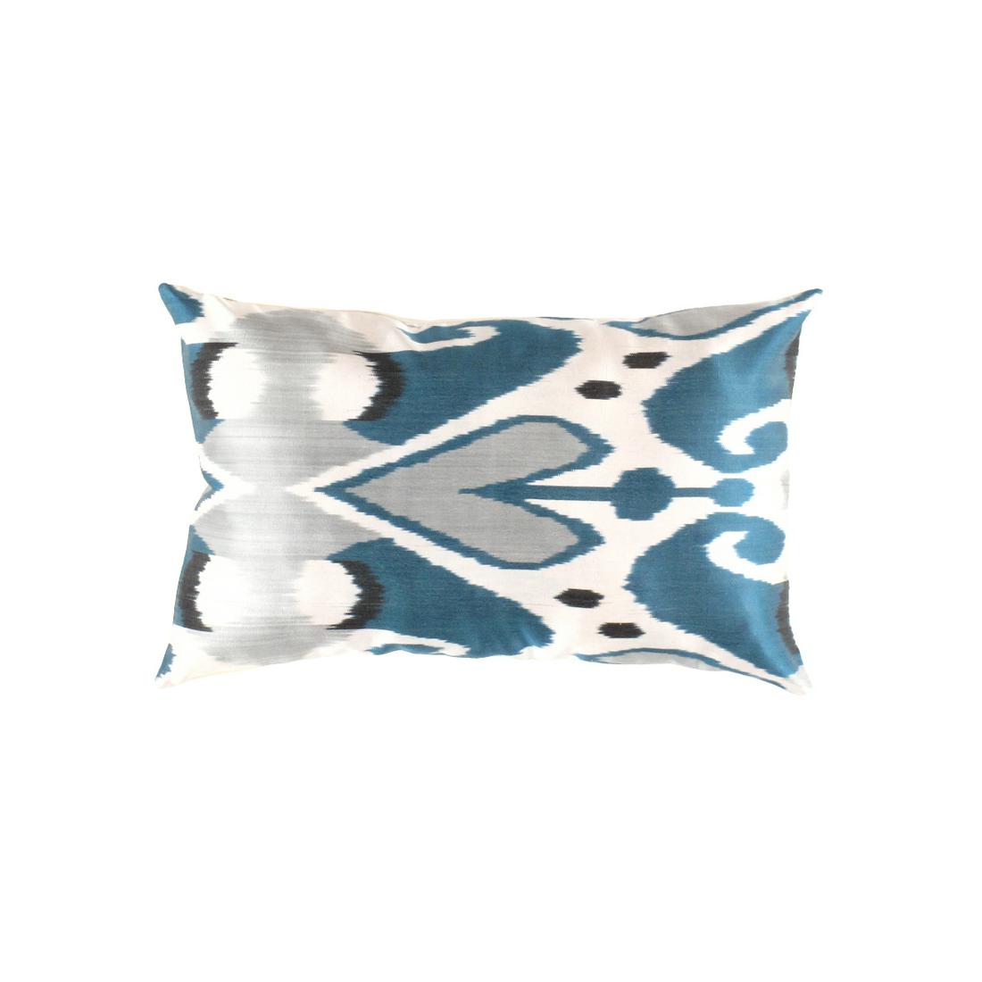 TI 241 Turkish White & blue Silk Pillow Ikat: TI 241 Turkish White & blue Silk Pillow Ikat - New, Oasis Pillows, Hand-made, Pure Silk, 300-TI 241-862. This item is part of our fine auction collection which includes many fine home accessories incl