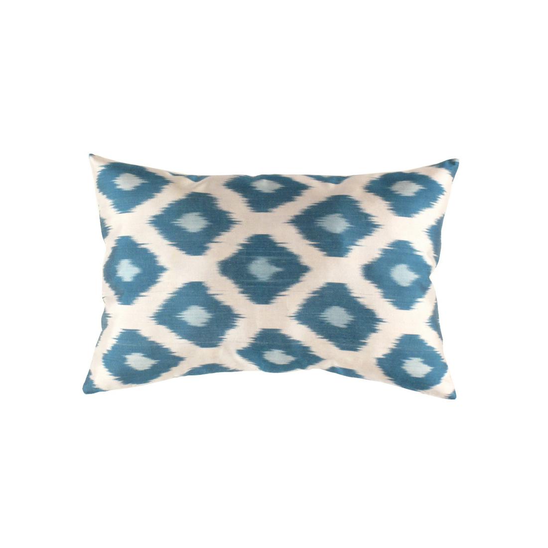 TI 242 Turkish White & blue Silk Pillow Ikat: TI 242 Turkish White & blue Silk Pillow Ikat - New, Oasis Pillows, Hand-made, Pure Silk, 300-TI 242-862. This item is part of our fine auction collection which includes many fine home accessories incl