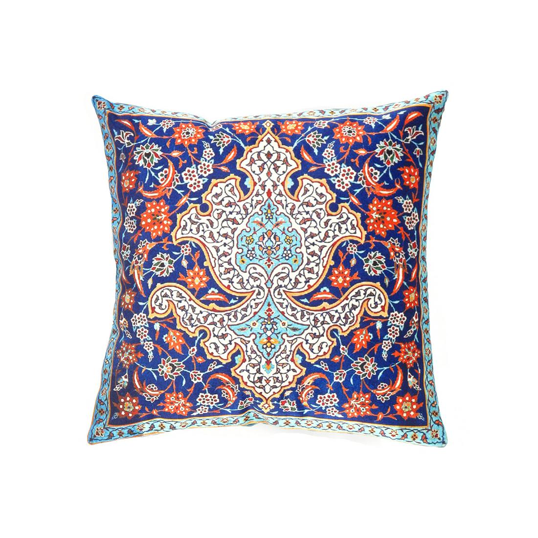Persian Tile Velvet Pillow 16' X 16': Persian Tile Velvet Pillow 16' X 16' - New, Pillows, Hand-Knotted, Velvet Silk, 300-IR 32-862. This item is part of our fine auction collection which includes many fine home accessories including anti