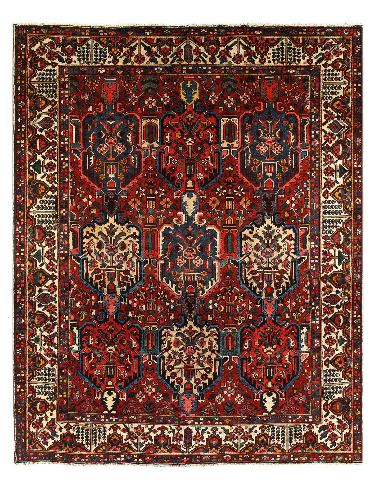 Persian Sami Antique Bakhtiari 10'7'' X 13'3'': Persian Sami Antique Bakhtiari Hand-Knotted Rug 10'7'' X 13'3'' - Circa 1920, Antique, Hand-Knotted, Lamb's Wool, 300-16315-862. This item is part of our fine auction collection which includes many fi