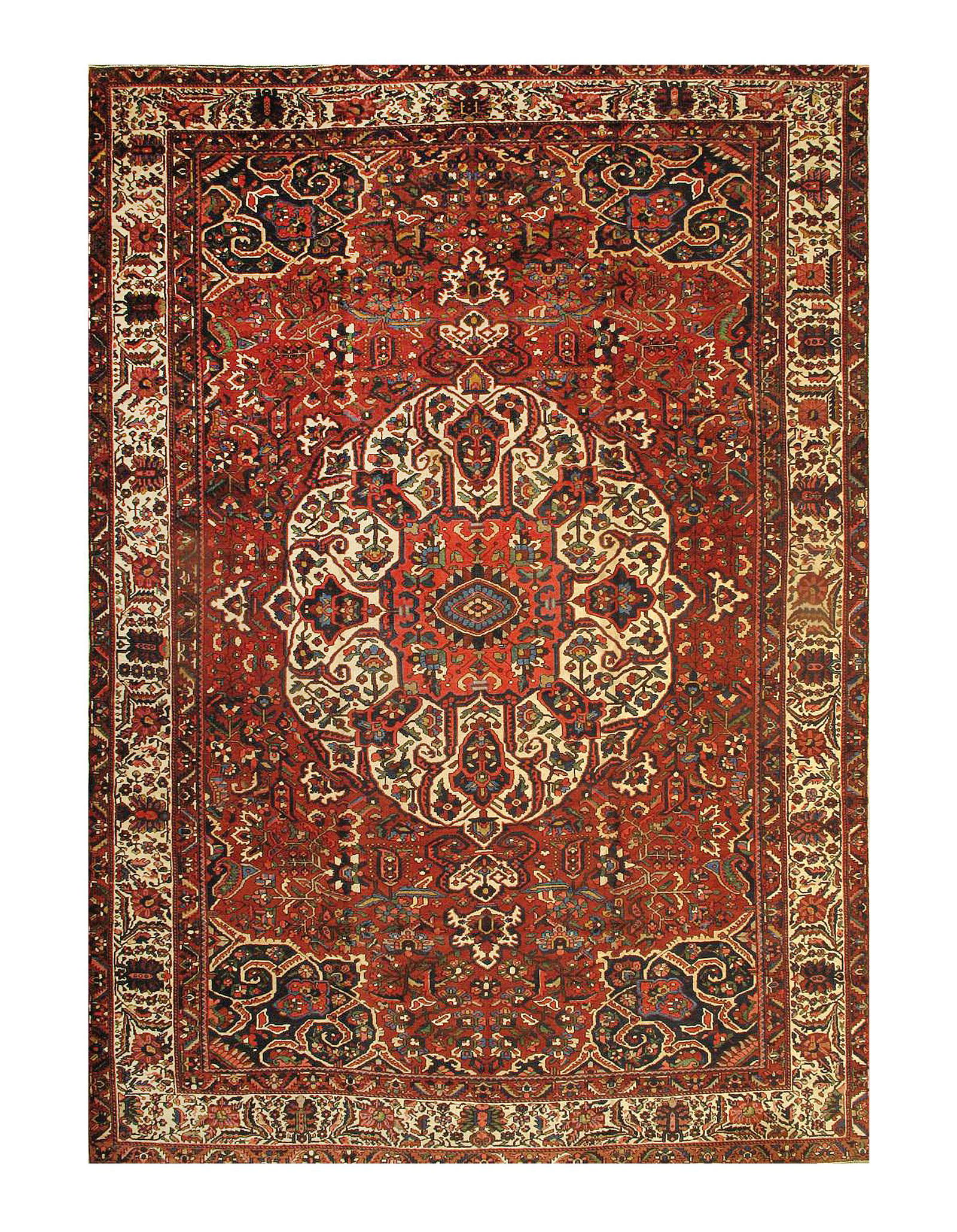 Rust Persian Antique Bakhtiari 12'1'' X 17'6'': Rust Persian Antique Bakhtiari 12'1'' X 17'6'' - Circle 1940, Antique, Hand-Knotted, Lamb's Wool, 300-17441-862. This item is part of our fine auction collection which includes many fine home accessor
