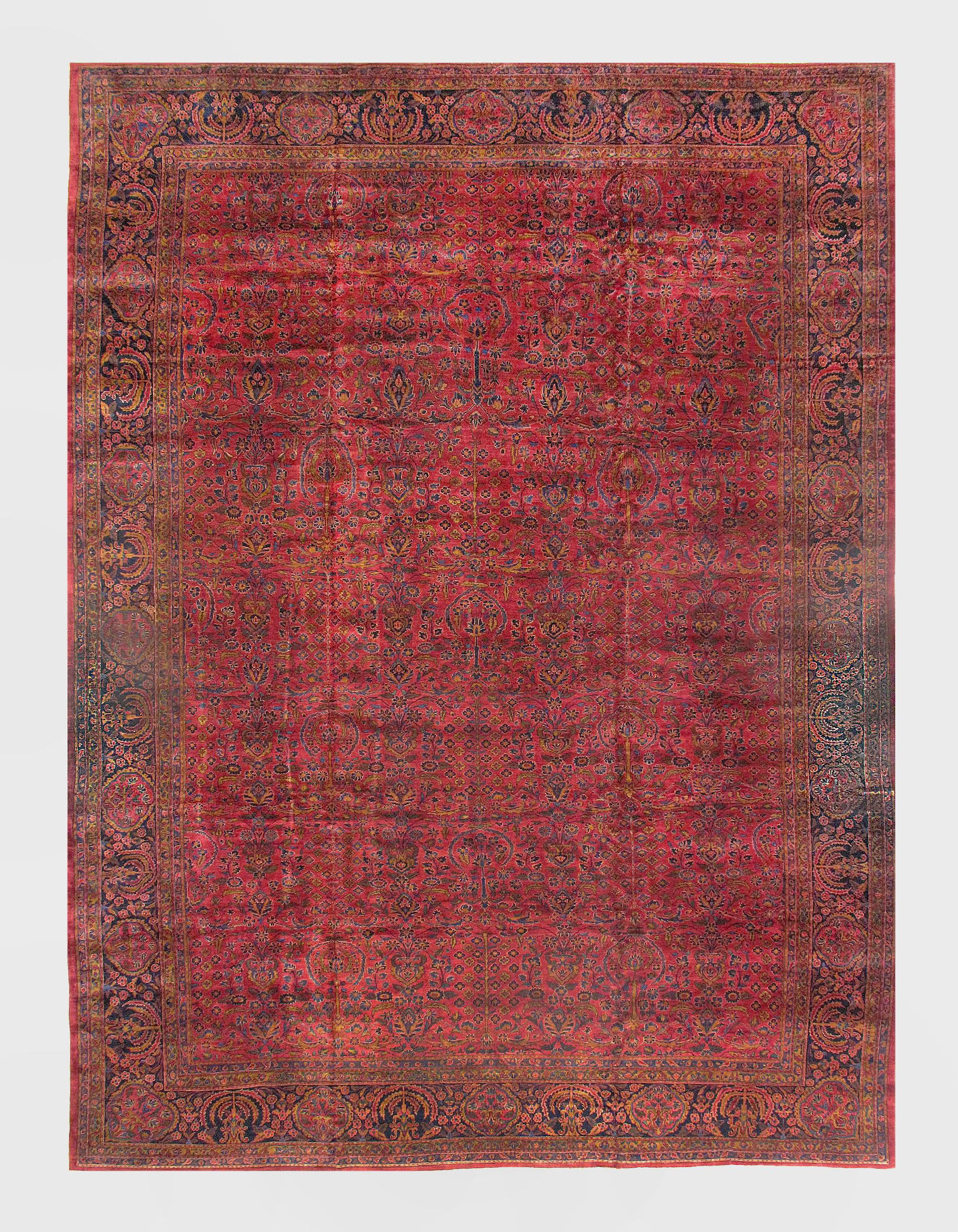 Red Persian Antique Kashan 12'11 X 17'8'': Red Persian Antique Kashan 12'11 X 17'8'' - Circa 1900, Antique, Hand-Knotted, Lamb's Wool, 300-19591-862. This item is part of our fine auction collection which includes many fine home accessories in