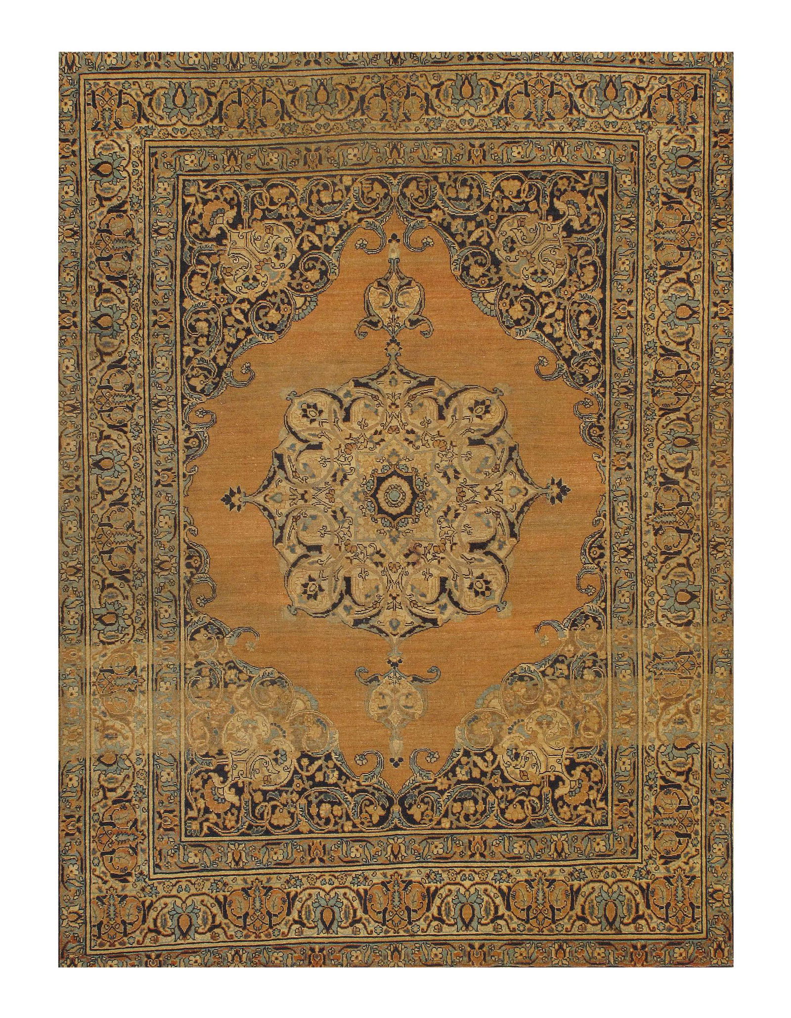 Rust Persian Antique Tabriz Hajijalili 4'7'' X 6'2'': Rust Persian Antique Tabriz Hajijalili 4'7'' X 6'2'' - Circa 1880, Antique, Hand-Knotted, Lamb's Wool, 300-32750-862. This item is part of our fine auction collection which includes many fine home acc
