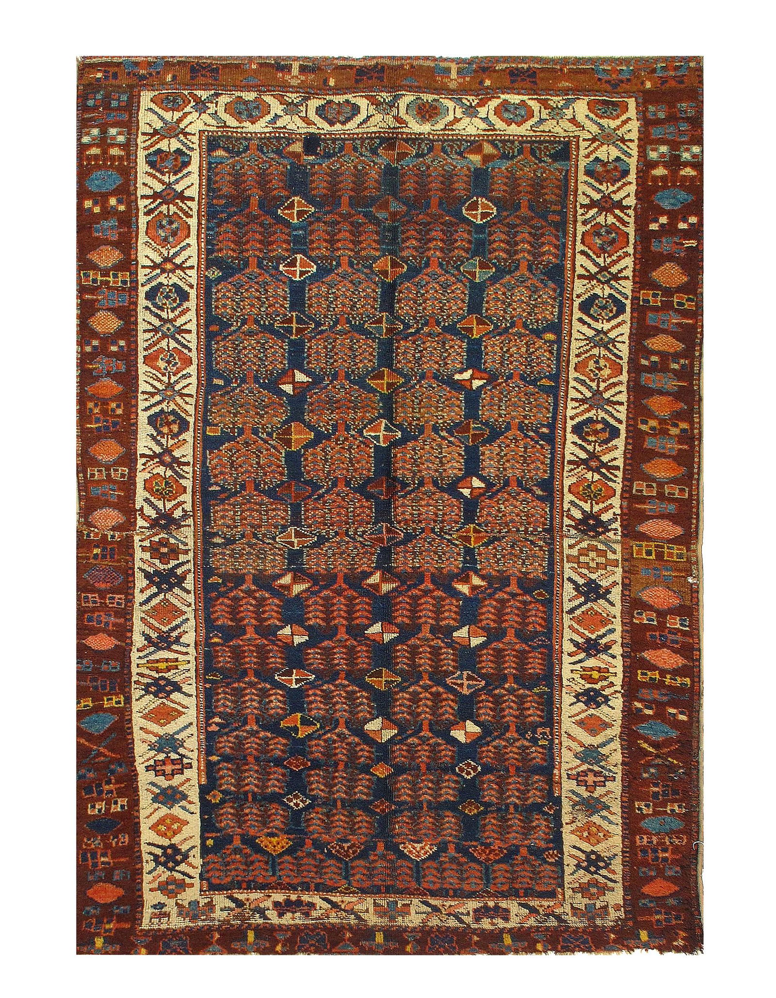 Navy Persian antique NW 4'4'' X 6'5'': Navy Persian antique NW 4'4'' X 6'5'' - Circa 1920, Antique, Hand-Knotted, Lamb's Wool, 300-36765-862. This item is part of our fine auction collection which includes many fine home accessories includ
