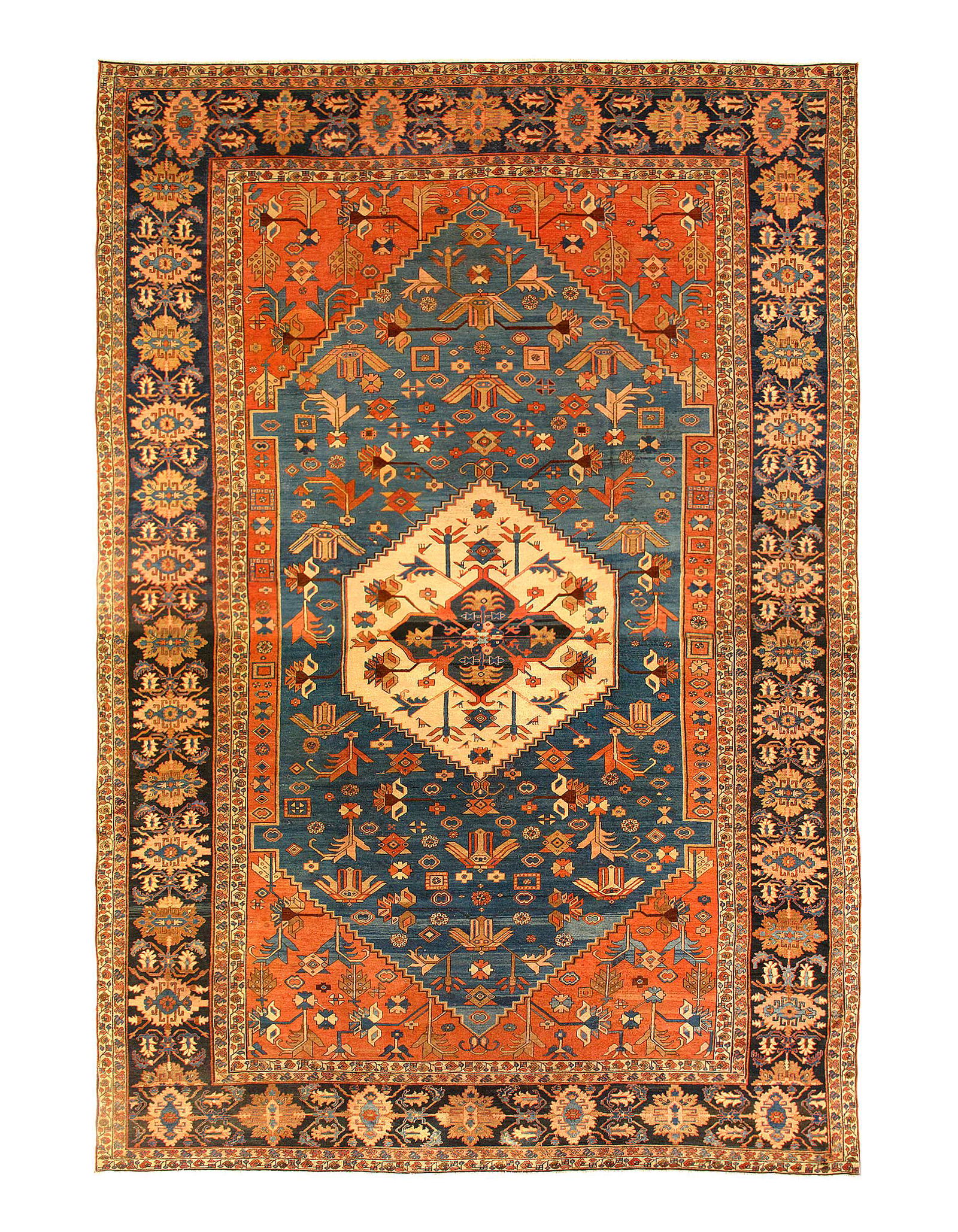 Light Blue Persian Antique Serapi 13' X 18'9'': Light Blue Hand Knotted Persian Antique Serapi 13' X 18'9'' - Circa 1880, Antique, Hand-Knotted, Lamb's Wool, 300-D11464-862. This item is part of our fine auction collection which includes many fine