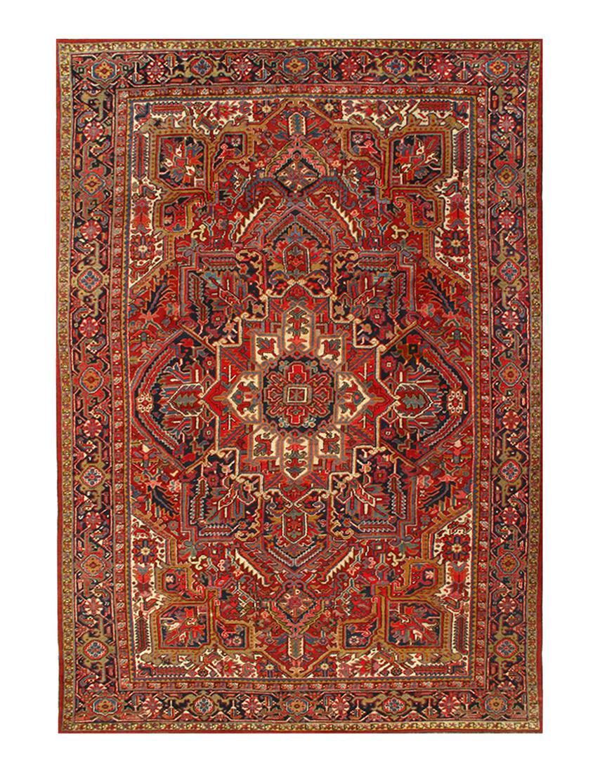 Red Persian Antique Heriz 8'3'' X 12': Red Persian Antique Heriz 8'3'' X 12' - Circa 1920s, Antique, Hand-Knotted, Lamb's Wool, 300-D10162-862. This item is part of our fine auction collection which includes many fine home accessories incl