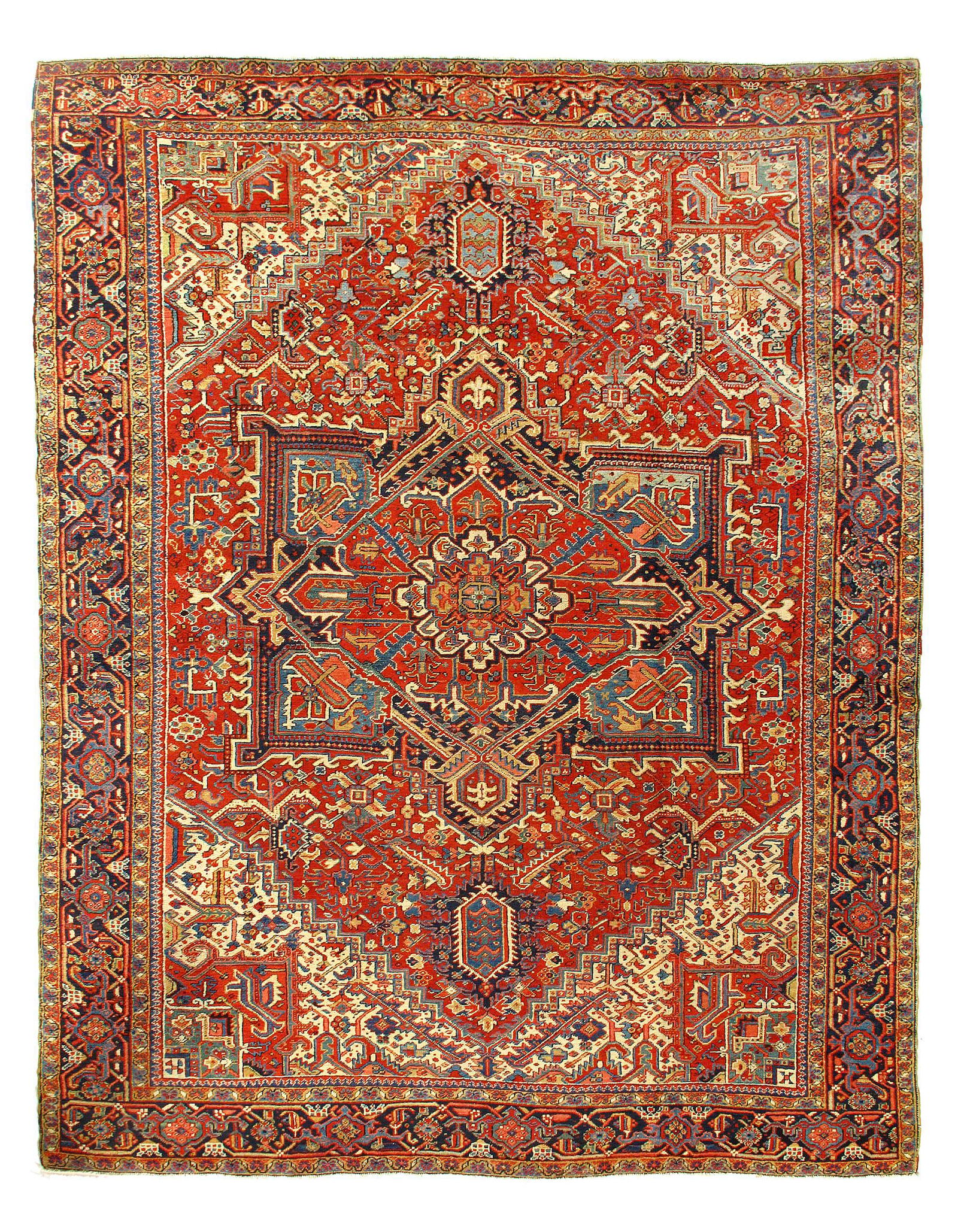 Rust Persian Antique Heriz 9' X 11'5'': Rust Color Persian Antique Heriz 9' X 11'5'' - Circa 1920, Antique, Hand-Knotted, Lamb's Wool, 300-D11487-862. This item is part of our fine auction collection which includes many fine home accessorie