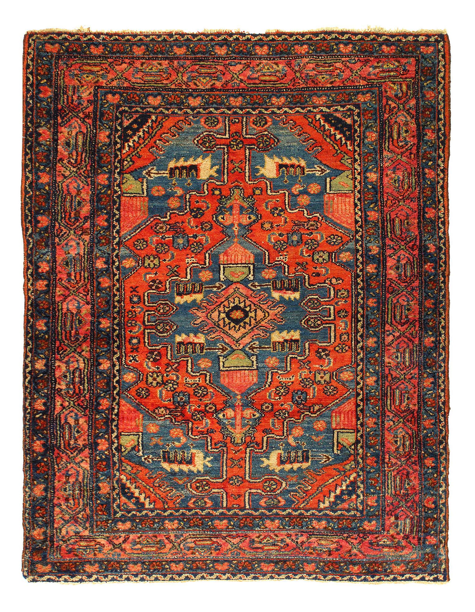 Fine Persian Antique Hamdan 3'8'' X 5'9'': Fine Persian Antique Hamdan 3'8'' X 5'9'' - Circa 1940, Antique, Hand-Knotted, Lamb's Wool, 300-D11721-862. This item is part of our fine auction collection which includes many fine home accessories i