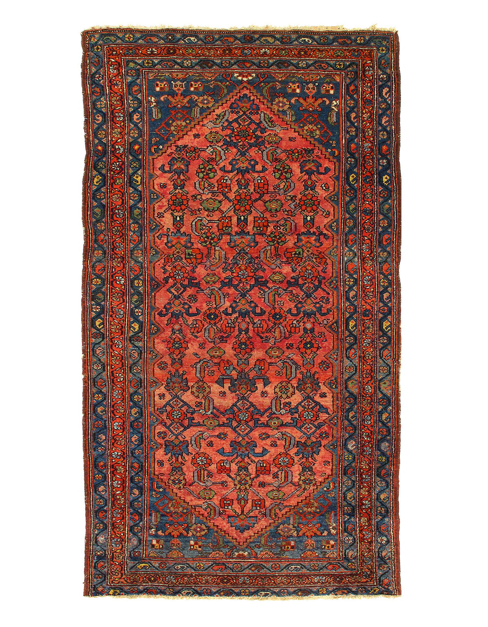 Fine Persian Antique Hamdan 3'5'' X 6'6'': Fine Persian Antique Hand Knotted Hamdan 3'5'' X 6'6'' - Circa 1920, Antique, Hand-Knotted, Lamb's Wool, 300-D11722-862. This item is part of our fine auction collection which includes many fine home