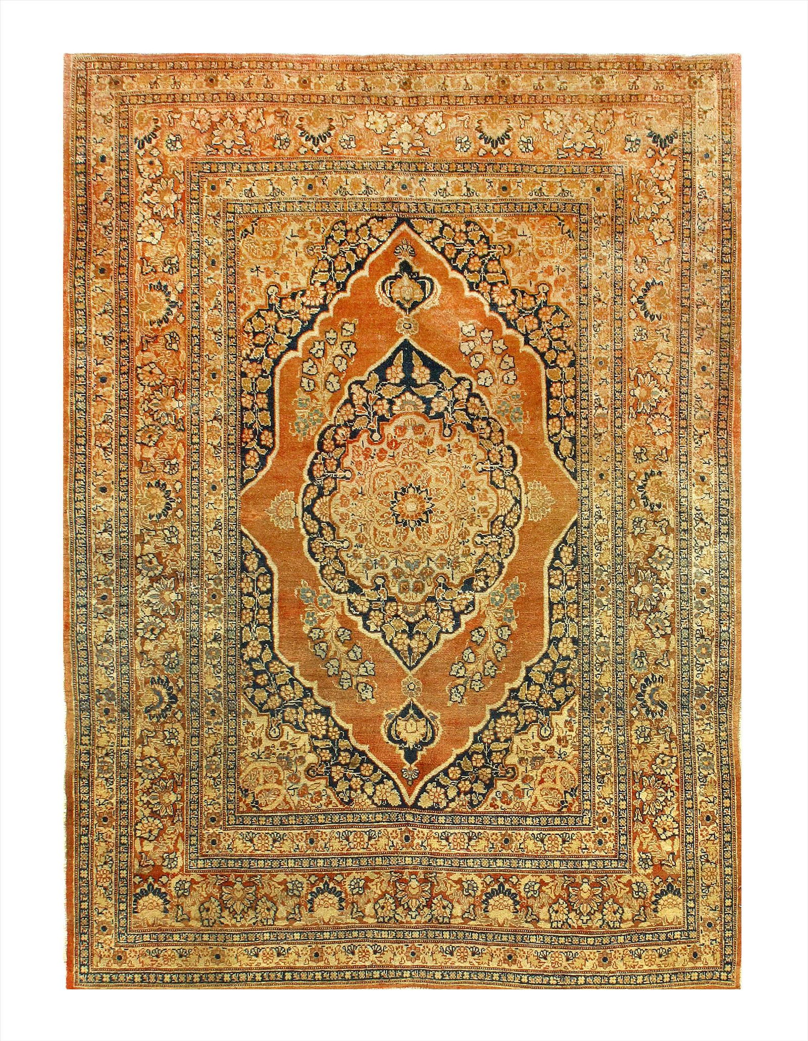 Rust Persian Antique Tabriz 4'1'' X 5'6'': Rust Persian Antique Tabriz 4'1'' X 5'6'' - late 19th century, Antique, , Lamb's Wool, 300-27994-862. This item is part of our fine auction collection which includes many fine home accessories includi