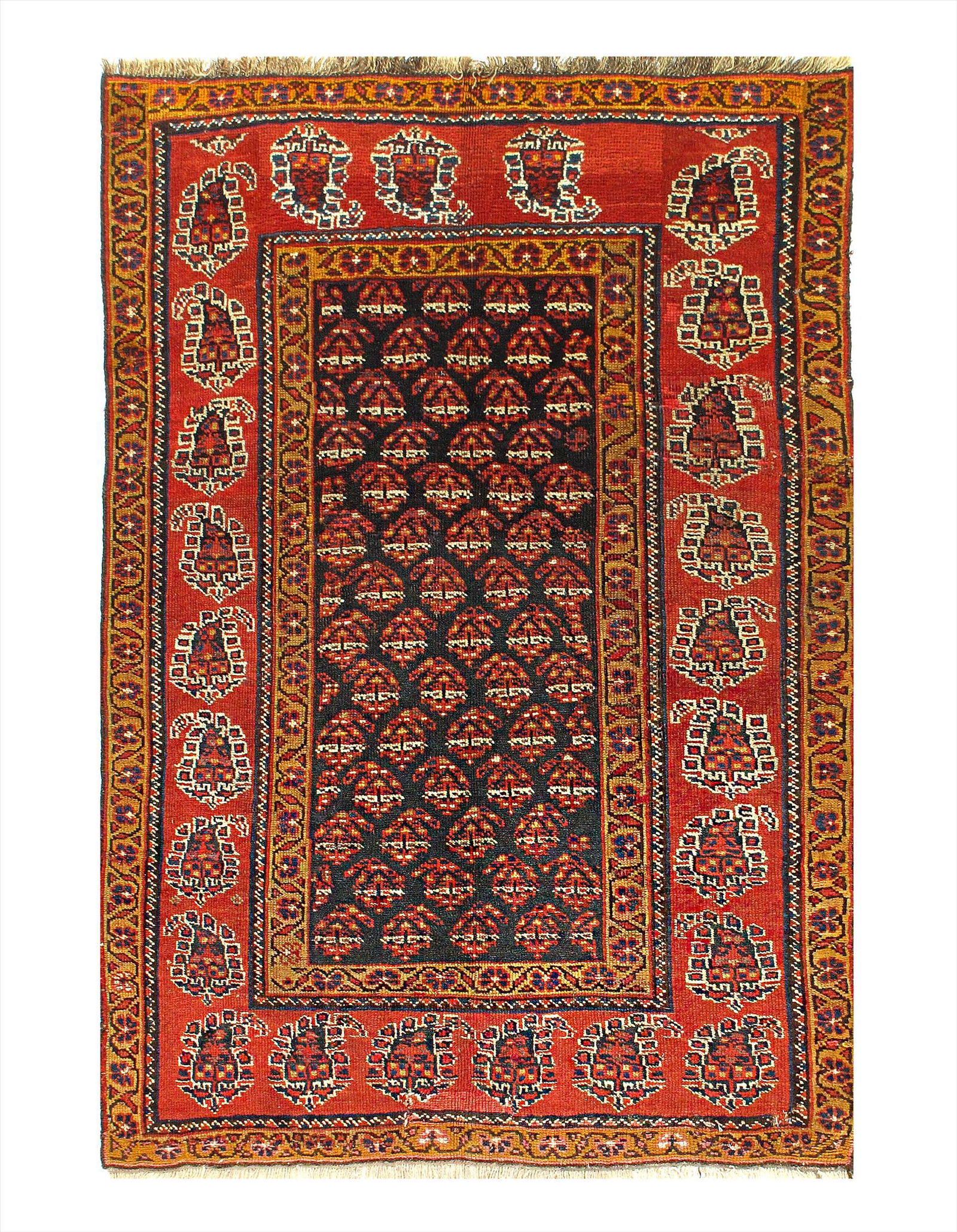 Navy Persian Antique Qashgaie 3'3'' X 5': Navy Persian Antique Qashgaie 3'3'' X 5' - Circle 1900, Antique, , Lamb's Wool, 300-36768-862. This item is part of our fine auction collection which includes many fine home accessories including anti