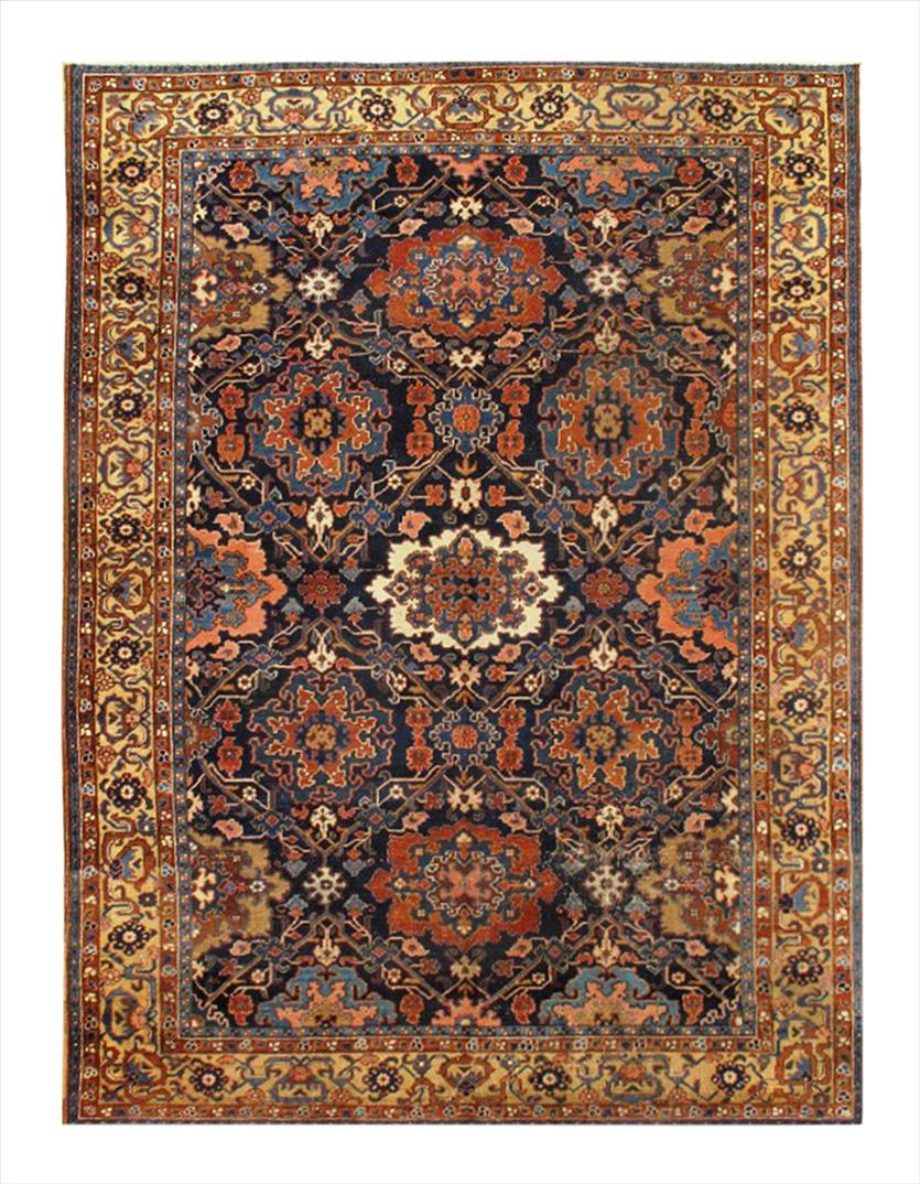 Navy Persian Antique Heriz 8' X 11': Navy Persian Antique Heriz 8' X 11' - Circa 1900, Antique, , Lamb's Wool, 300-D05681-862. This item is part of our fine auction collection which includes many fine home accessories including antique r