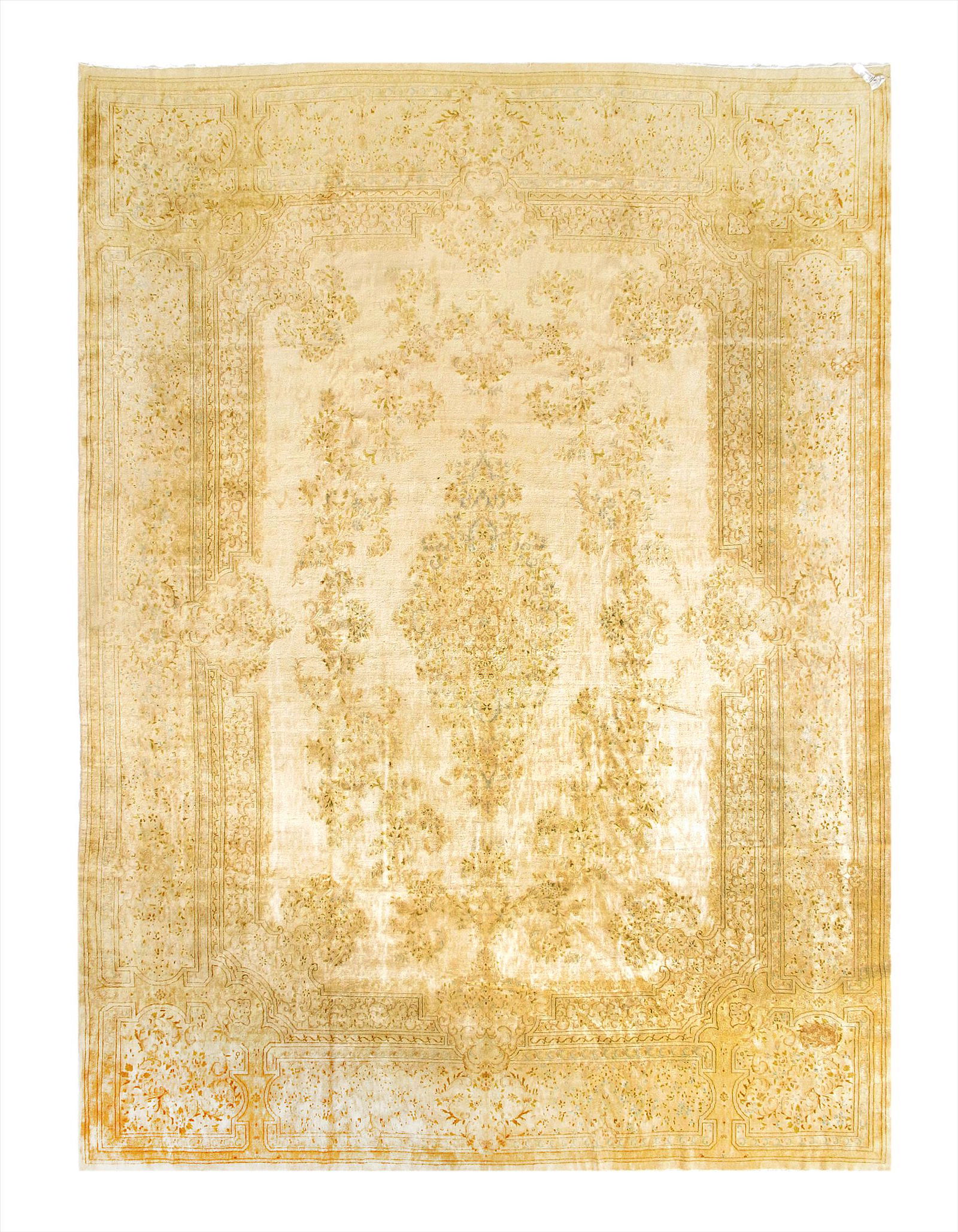 Beige Persian Antique Kerman 13'9'' X 20': Beige Persian Antique Kerman 13'9'' X 20' - Mid 20th Century, Antique, , Lamb's Wool, 300-D06987-862. This item is part of our fine auction collection which includes many fine home accessories includi