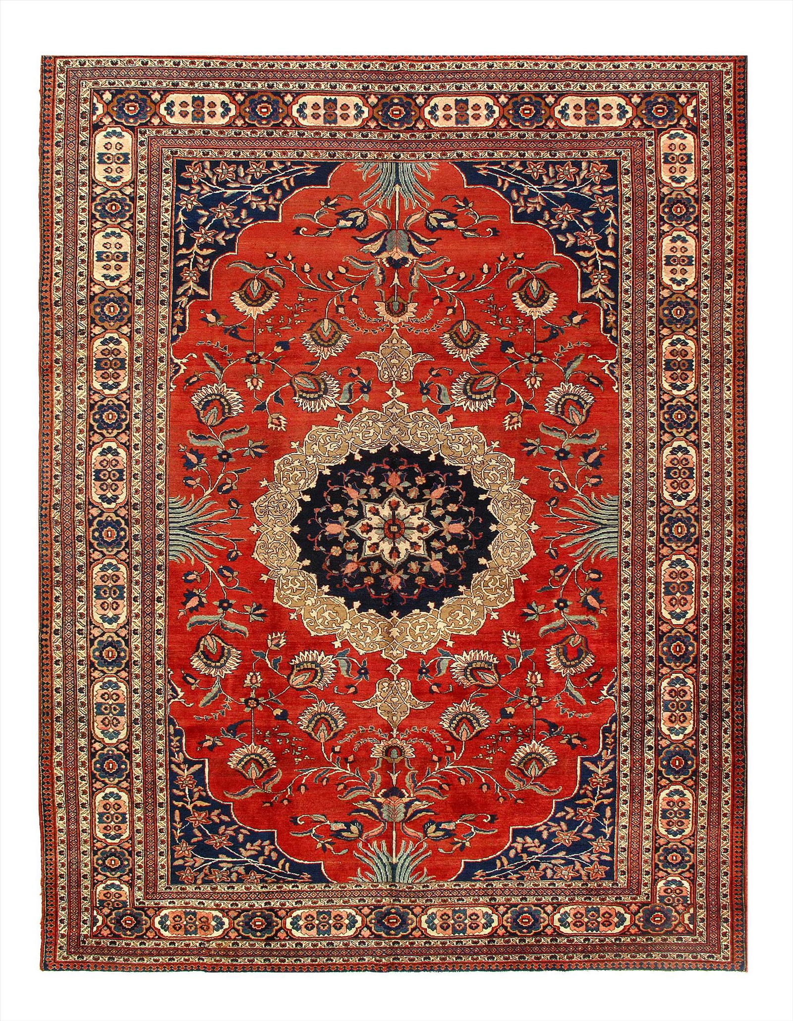 Rust Persian Antique Tabriz 9'11'' X 13': Rust Persian Antique Tabriz 9'11'' X 13' - Circa 1920, Antique, , Lamb's Wool, 300-D07892-862. This item is part of our fine auction collection which includes many fine home accessories including anti