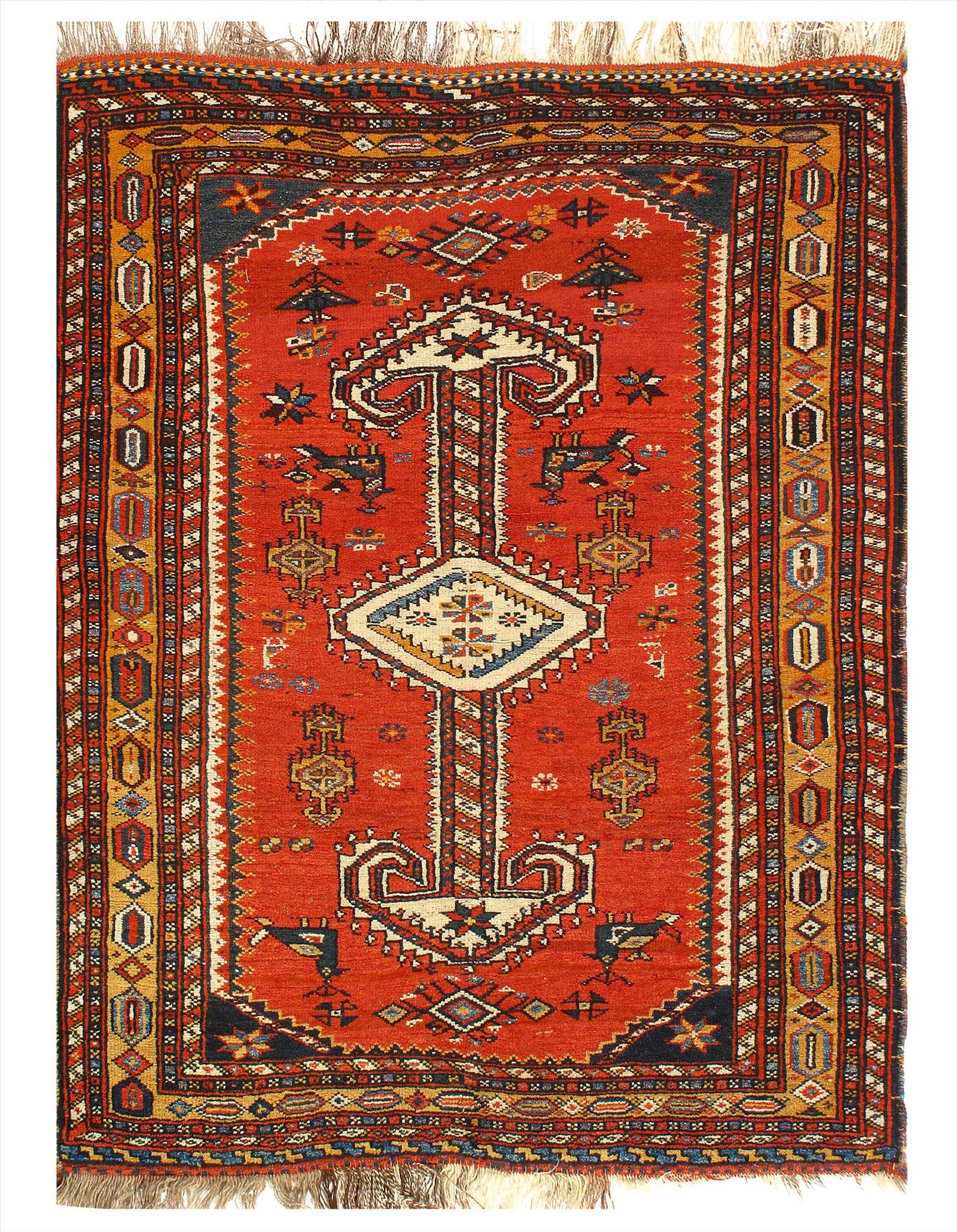 Rust Persian Antique Afshar 3'7'' X 4'7'': Rust Persian Hand Knotted Antique Afshar 3'7'' X 4'7'' - Circa 1920, Antique, , Lamb's Wool, 300-D11185-862. This item is part of our fine auction collection which includes many fine home accessories
