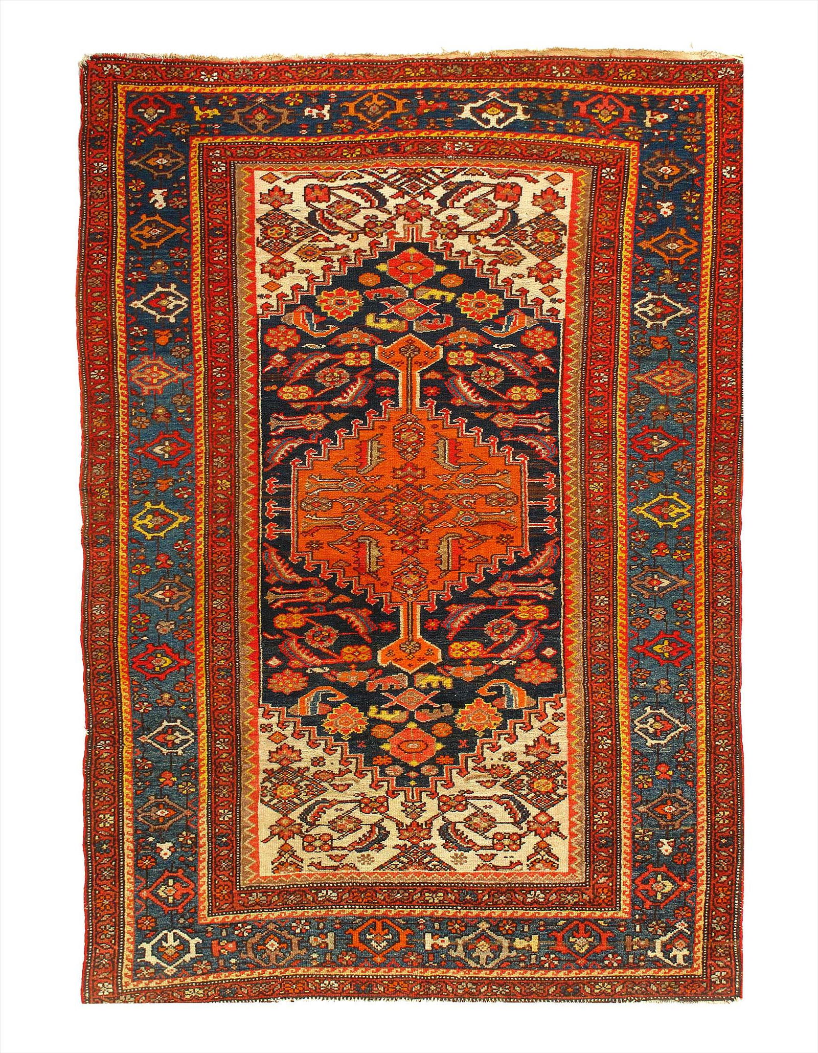 Fine Hand Knotted Persian Antique Hamdan 4'3'' X 6'3'': Fine Hand Knotted Persian Antique Hamdan 4'3'' X 6'3'' - Circa 1900, Antique, Hand-Knotted, Lamb's Wool, 300-D11759-862. This item is part of our fine auction collection which includes many fine home