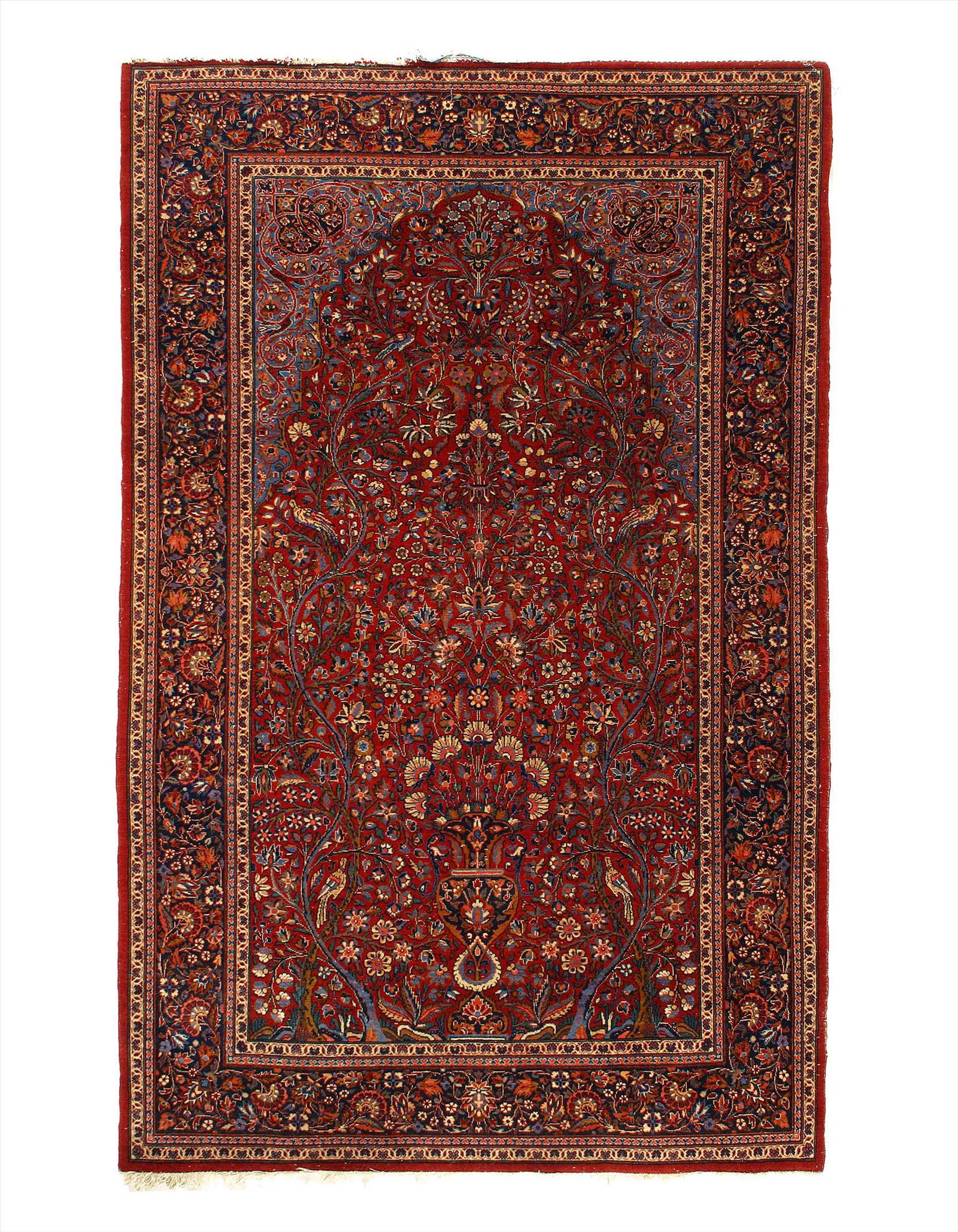 Red Color Fine Persian Antique Kashan 4'5'' X 6'11'': Red Color Fine Persian Antique Kashan 4'5'' X 6'11'' - 1900, Antique, Hand-Knotted, Lamb's Wool, 300-D11672-862. This item is part of our fine auction collection which includes many fine home accessor