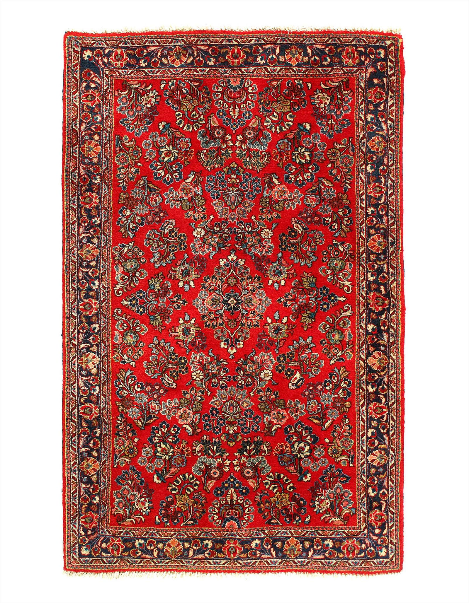 Fine Hand Knotted Persian Antique Sarouk 4'3'' X 6'7'': Fine Hand Knotted Persian Antique Sarouk 4'3'' X 6'7'' - Circa 1900, Antique, Hand-Knotted, Lamb's Wool, 300-D11670-862. This item is part of our fine auction collection which includes many fine home